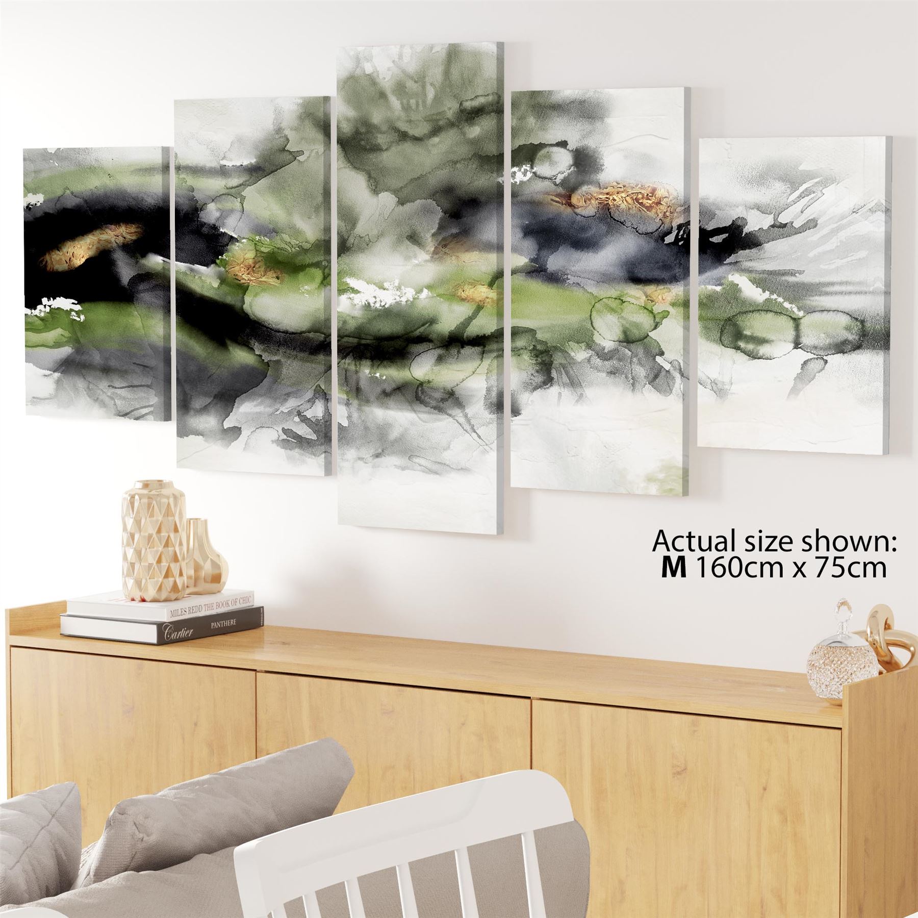 Abstract Lime Green Grey Watercolour Canvas Art Pictures - Picture 49 of 54