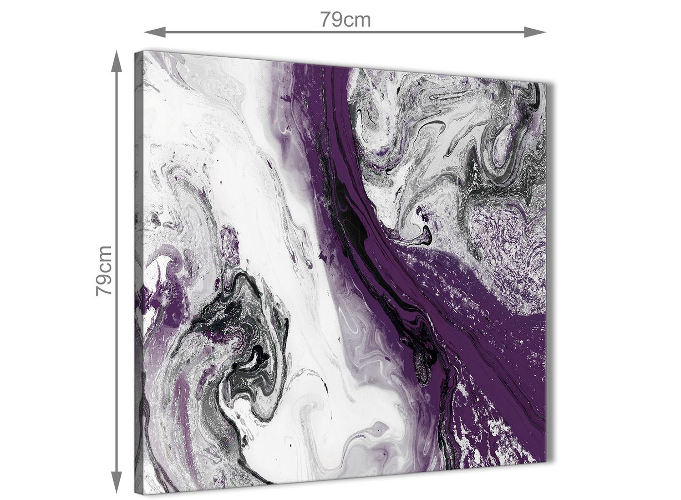 Purple and Grey Swirl Living Room Canvas Wall Art Accessories - Abstract Print - Picture 19 of 25