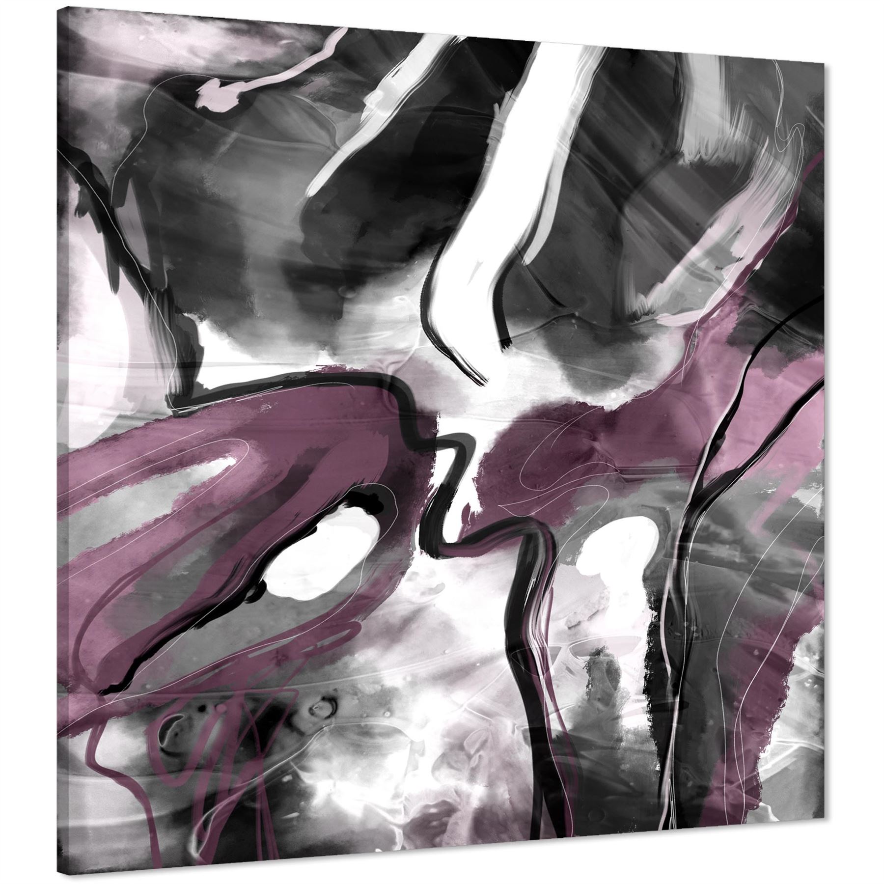 Abstract Plum Grey Watercolour Painting Canvas Wall Art Print - Picture 2 of 55