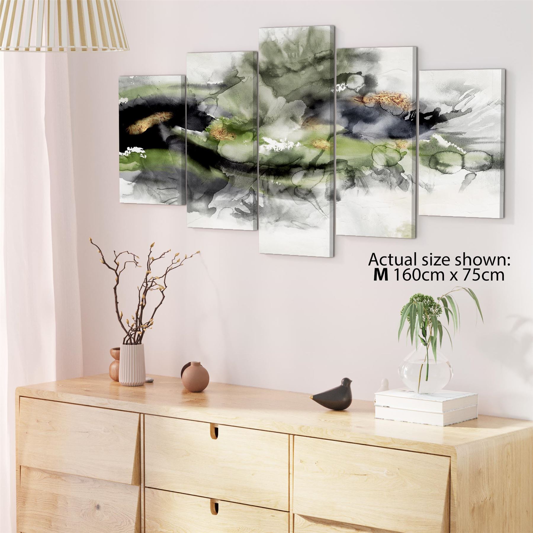 Abstract Lime Green Grey Watercolour Canvas Art Pictures - Picture 51 of 54