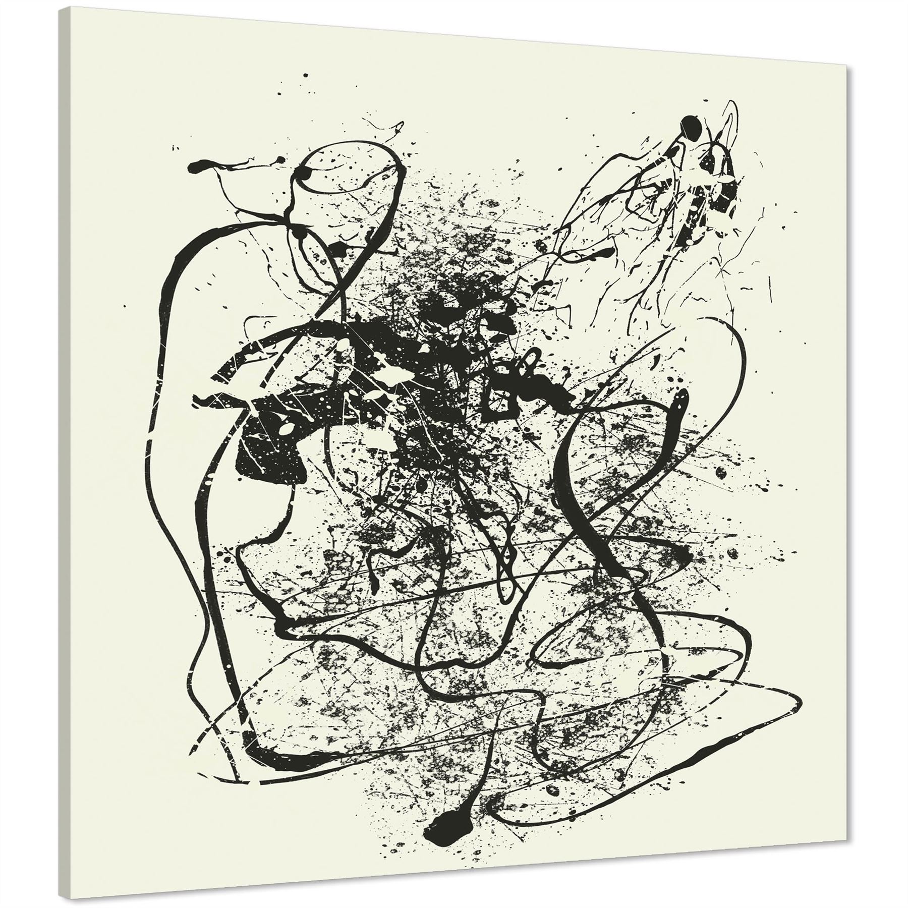 Abstract Black Cream Pollock Inspired Style Framed Art Prints - Picture 2 of 55