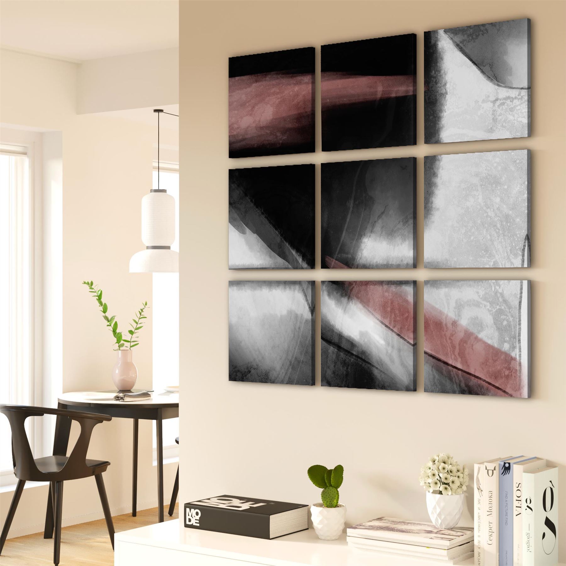 Abstract Black and White Pink Artwork Canvas Gallery Wall Art Picture Niska cena, WYPRZEDAŻ