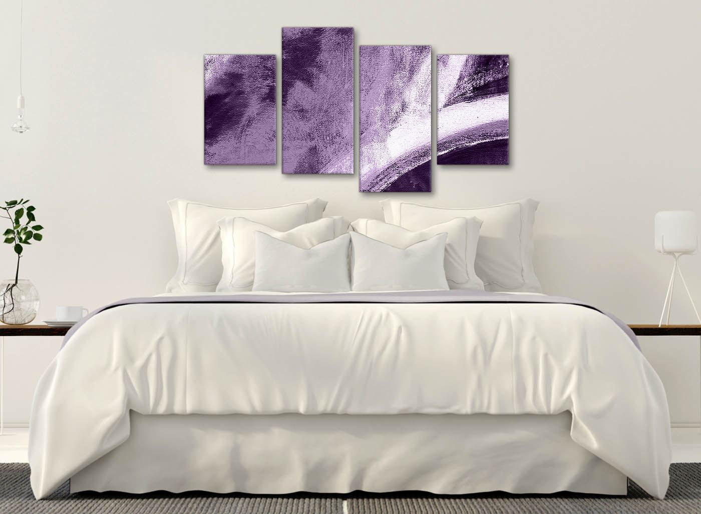 Aubergine Plum and White - Abstract Canvas Wall Art Painting - Picture 12 of 32