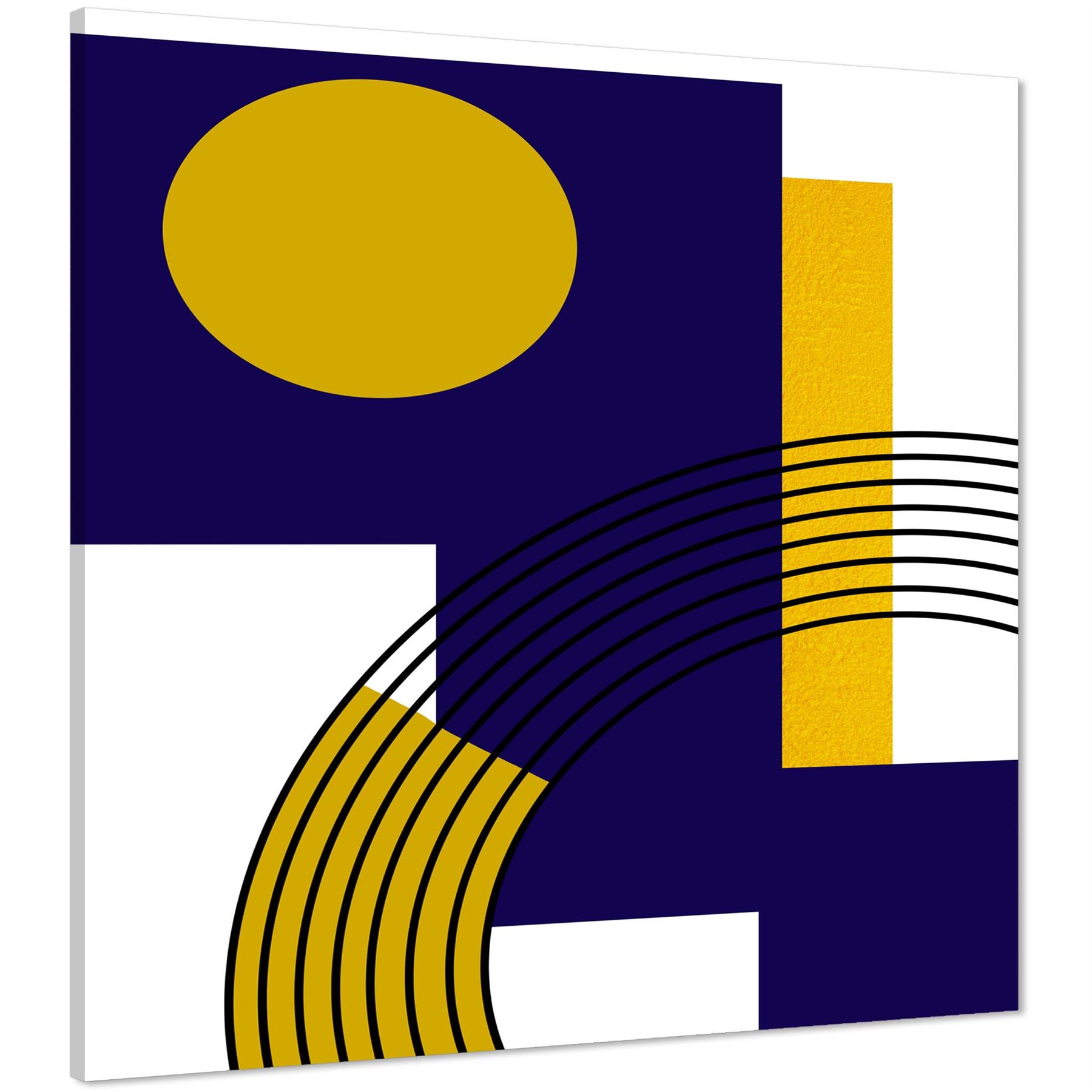 Blue Mustard Yellow Geometric Design Canvas Art Prints - Picture 2 of 54