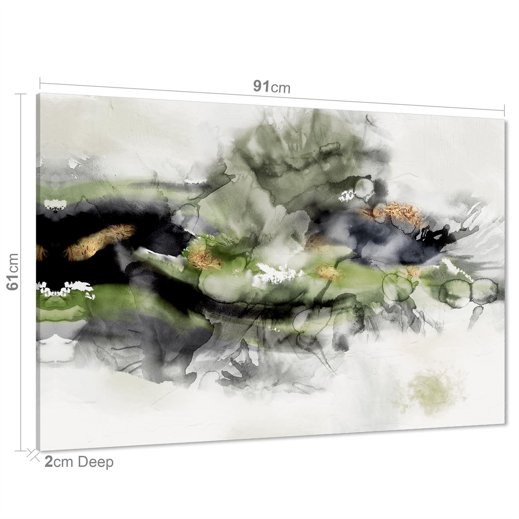 Abstract Lime Green Grey Watercolour Canvas Art Pictures - Picture 27 of 54