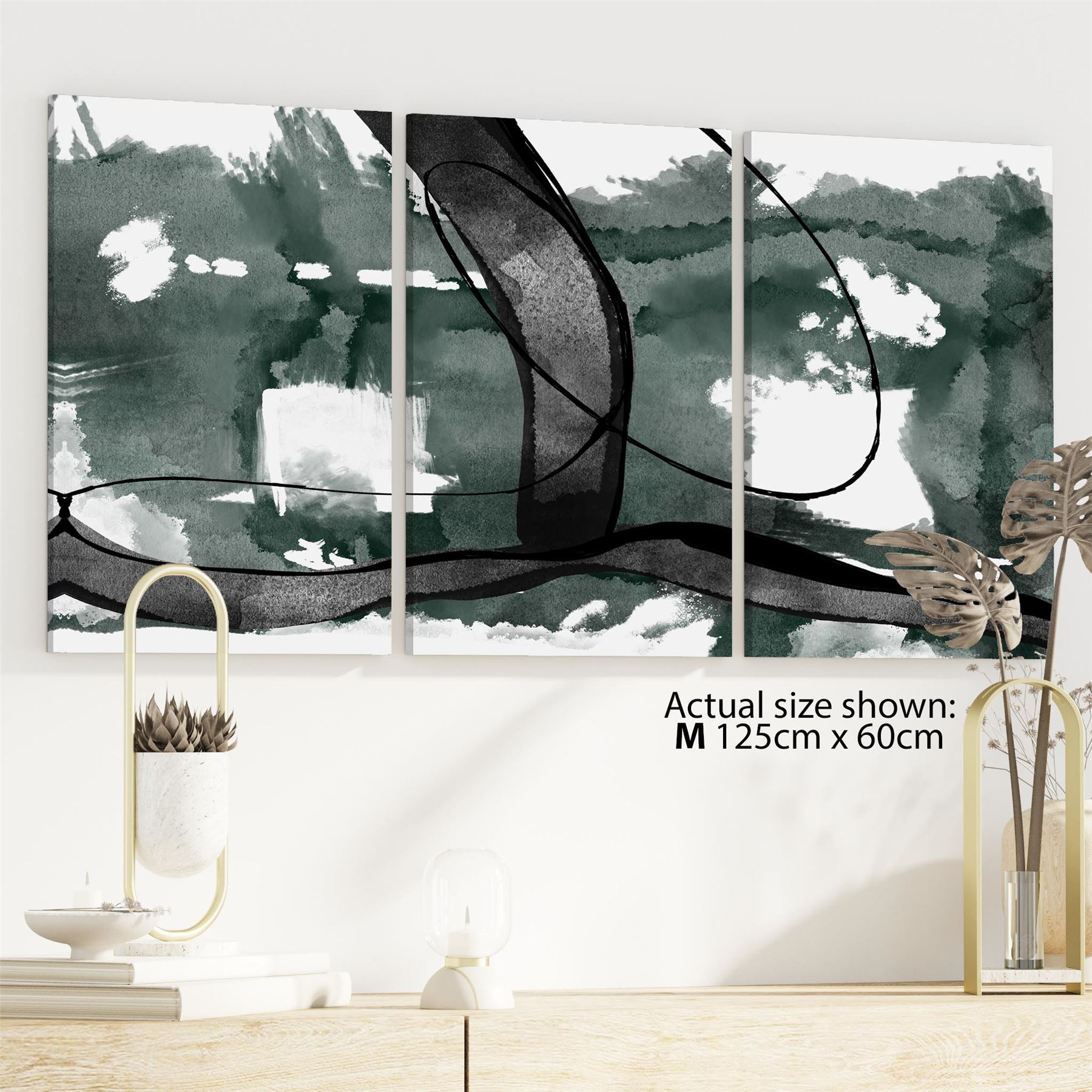 Abstract Green Black Design Canvas Wall Art Picture - Picture 39 of 55