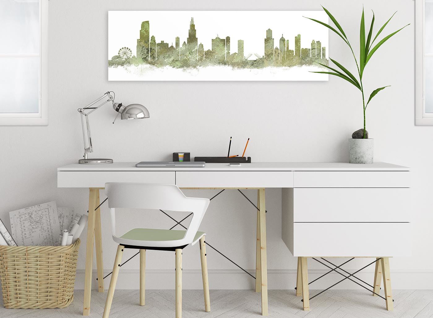 Chicago Skyline Leinwand Wandbild Kunstdruck - 17 Farben verfügbar - 94 cm breit - Bild 94 von 101