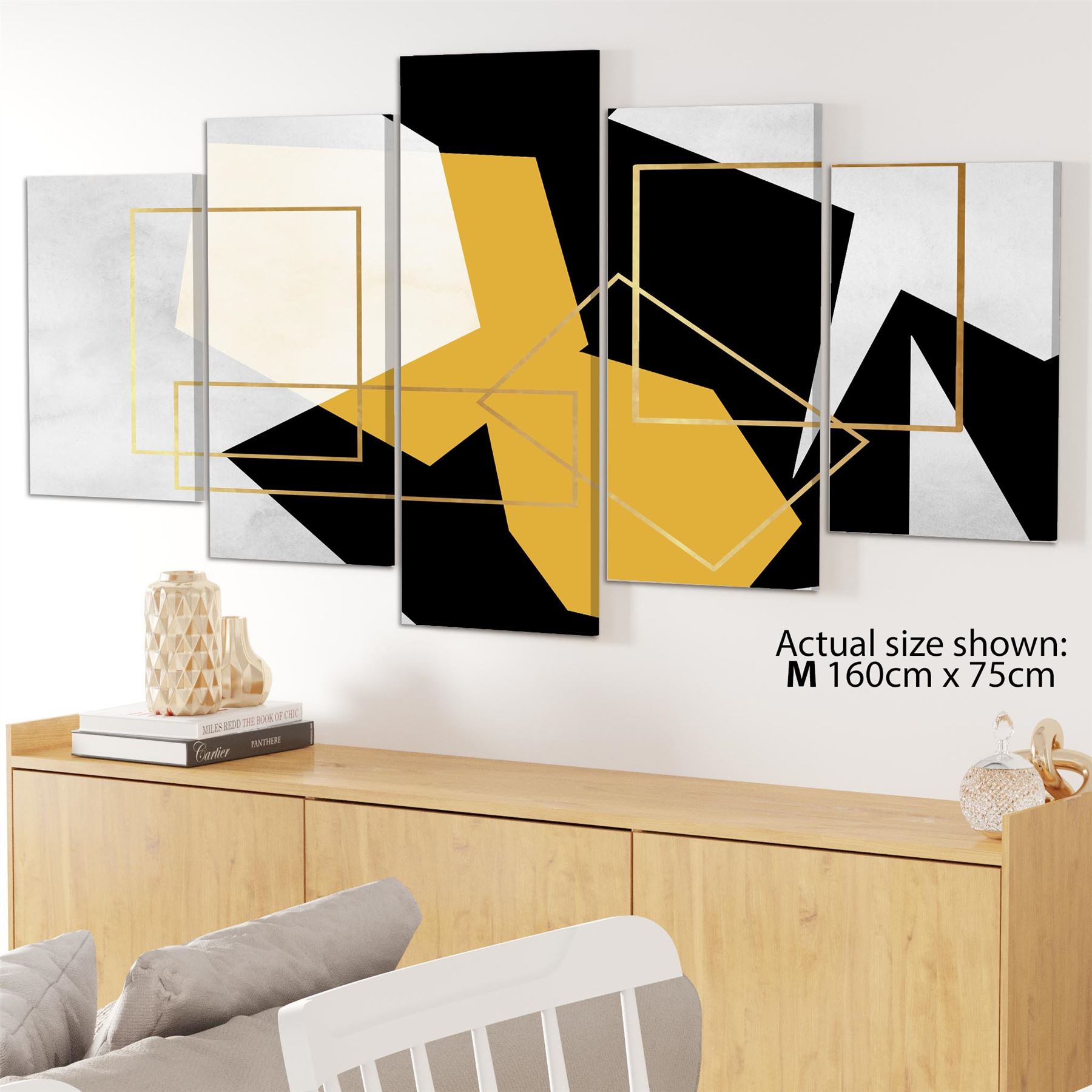 Mustard Yellow Black Geometric Canvas Art Pictures - Picture 50 of 55