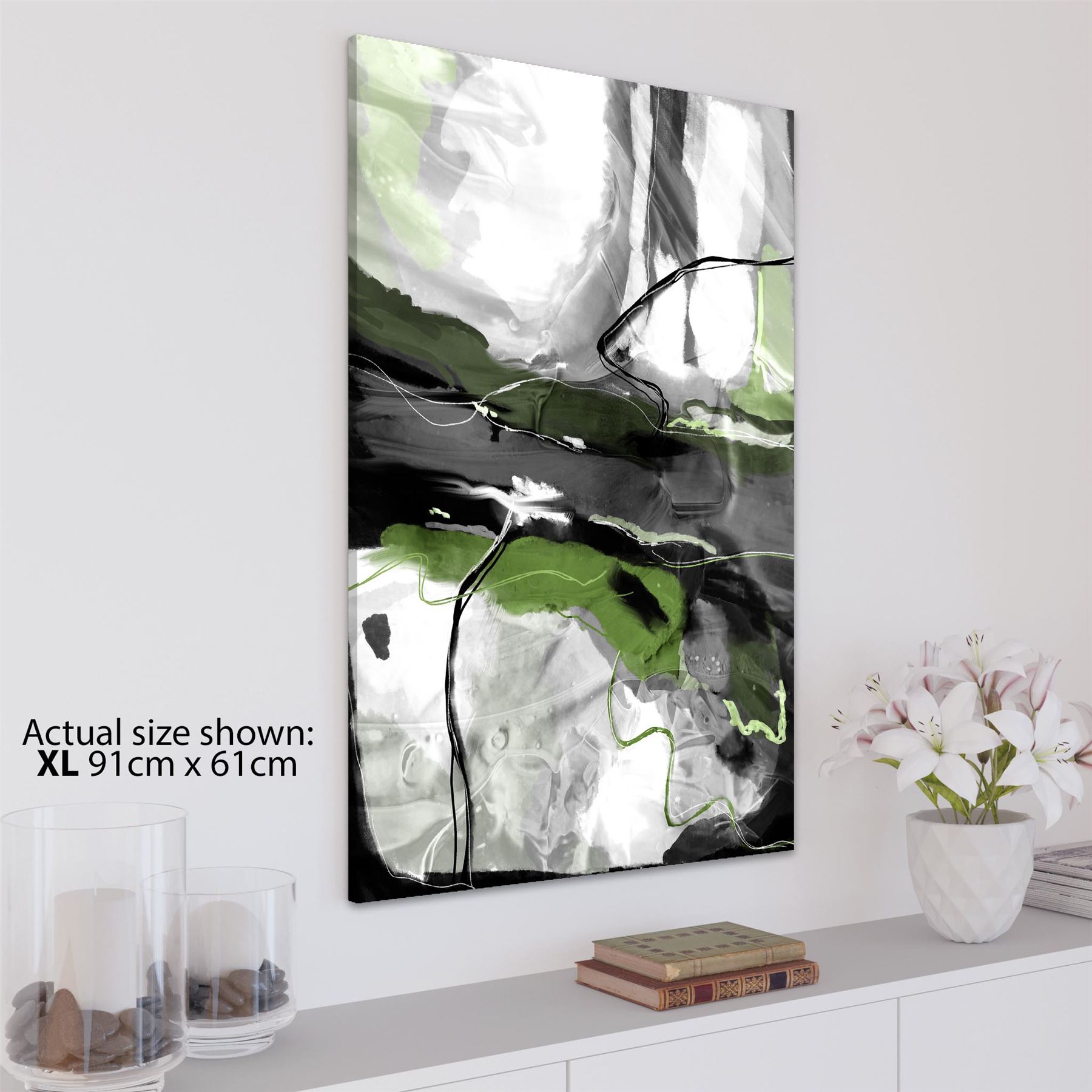 Abstract Lime Green Grey Artwork Framed Art Prints - Picture 16 of 54