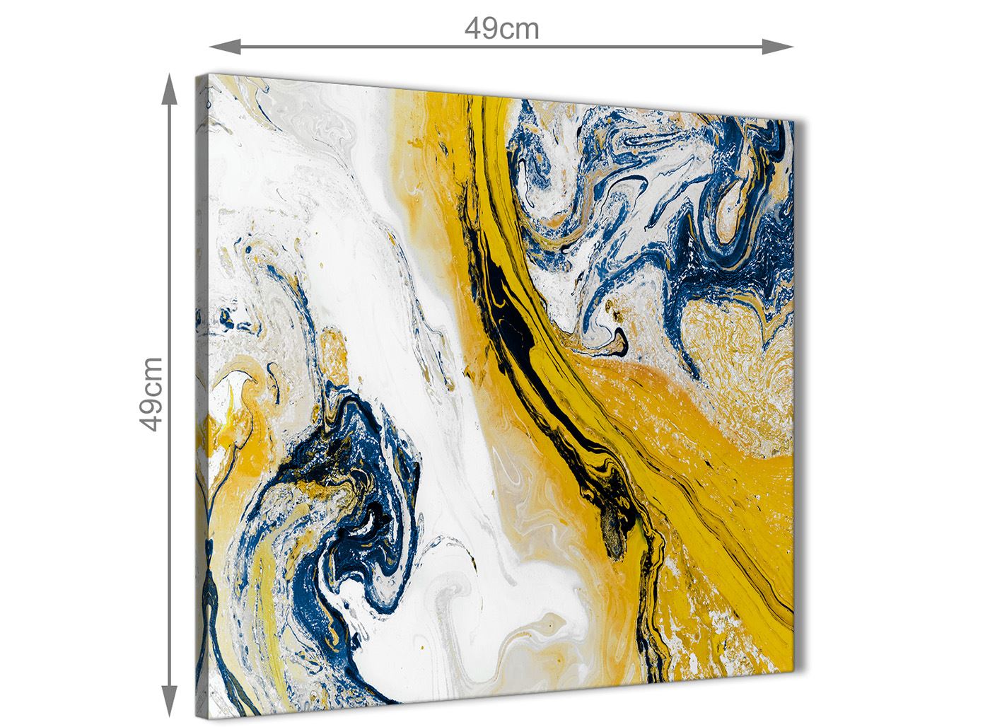 Mustard Yellow and Blue Swirl Living Room Canvas Pictures - Abstract Print - Picture 31 of 32