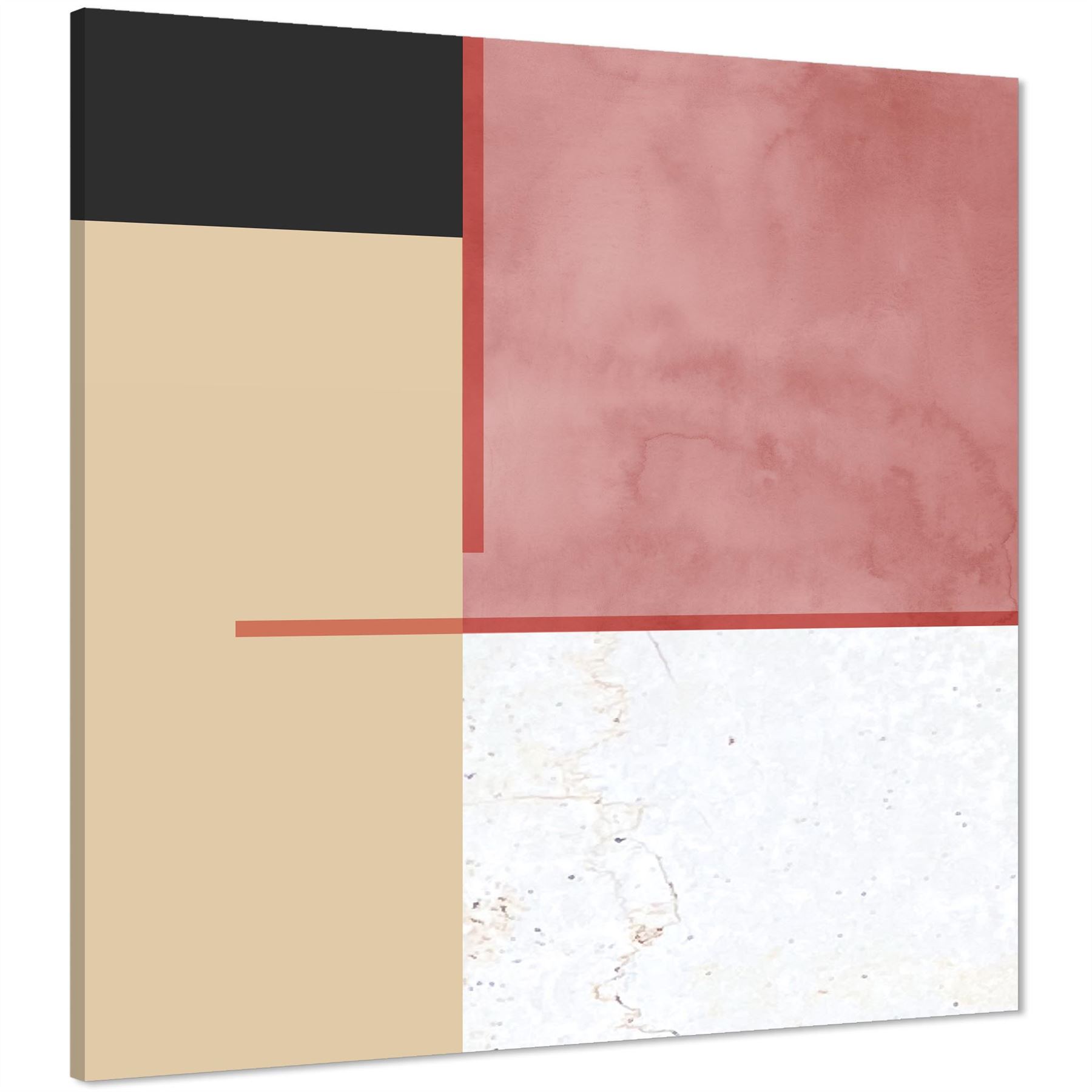 Abstract Blush Pink Black Watercolour Canvas Art Prints - Picture 20 of 55