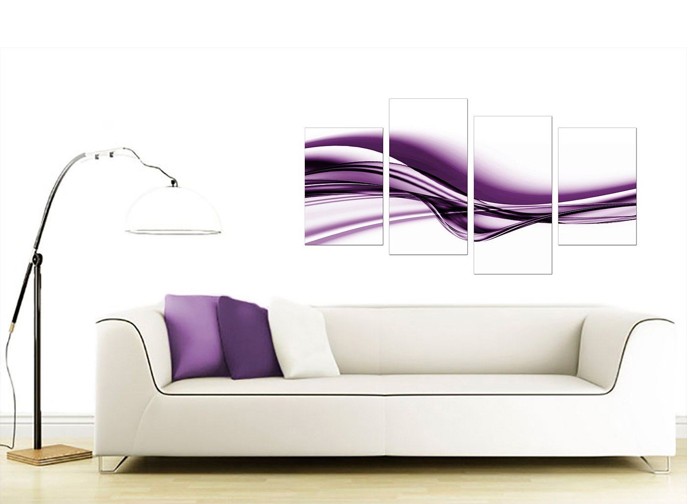 Large Modern Abstract Purple Canvas Pictures 130cm Wide Print Set 4031