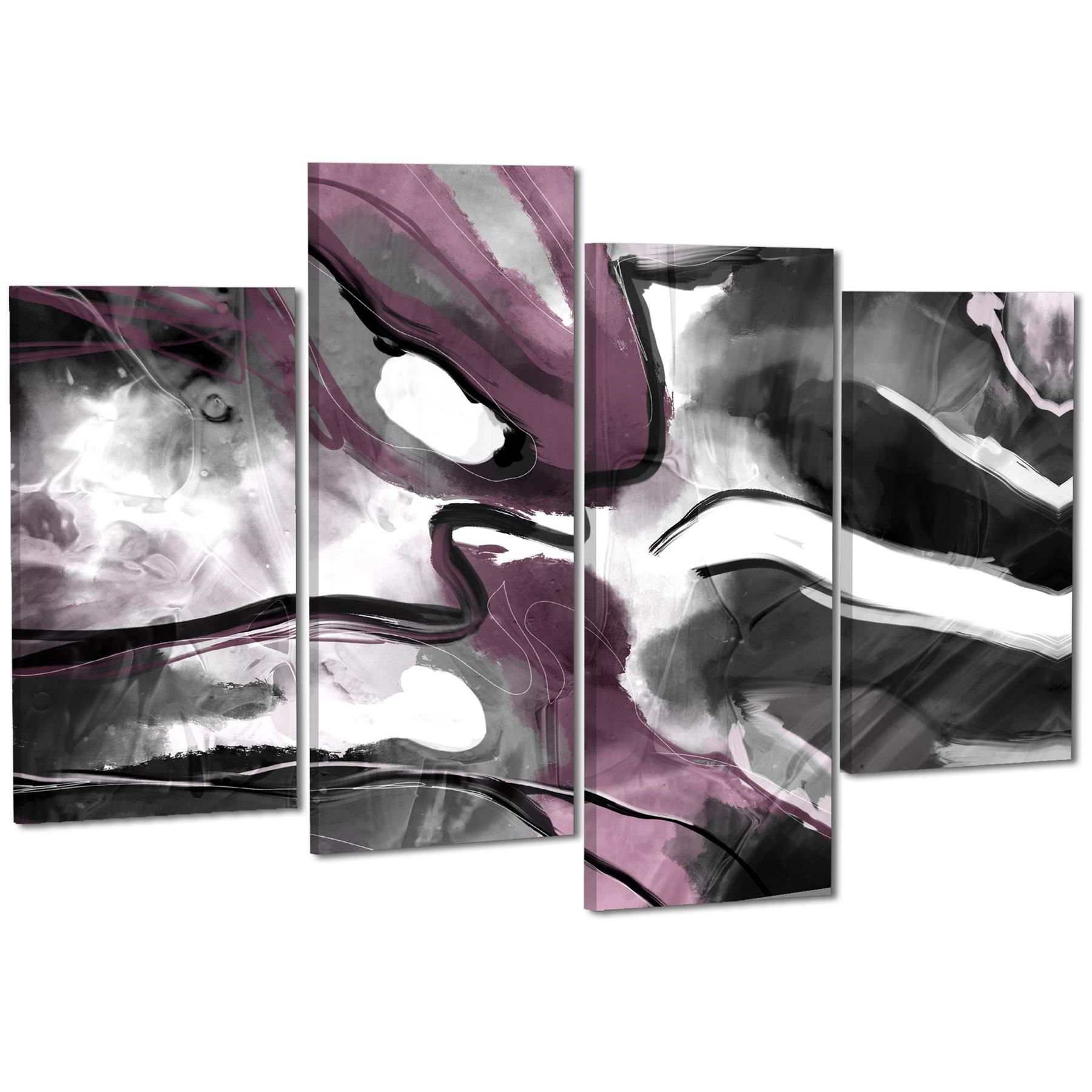 Abstract Plum Grey Watercolour Painting Canvas Wall Art Print - Picture 43 of 55