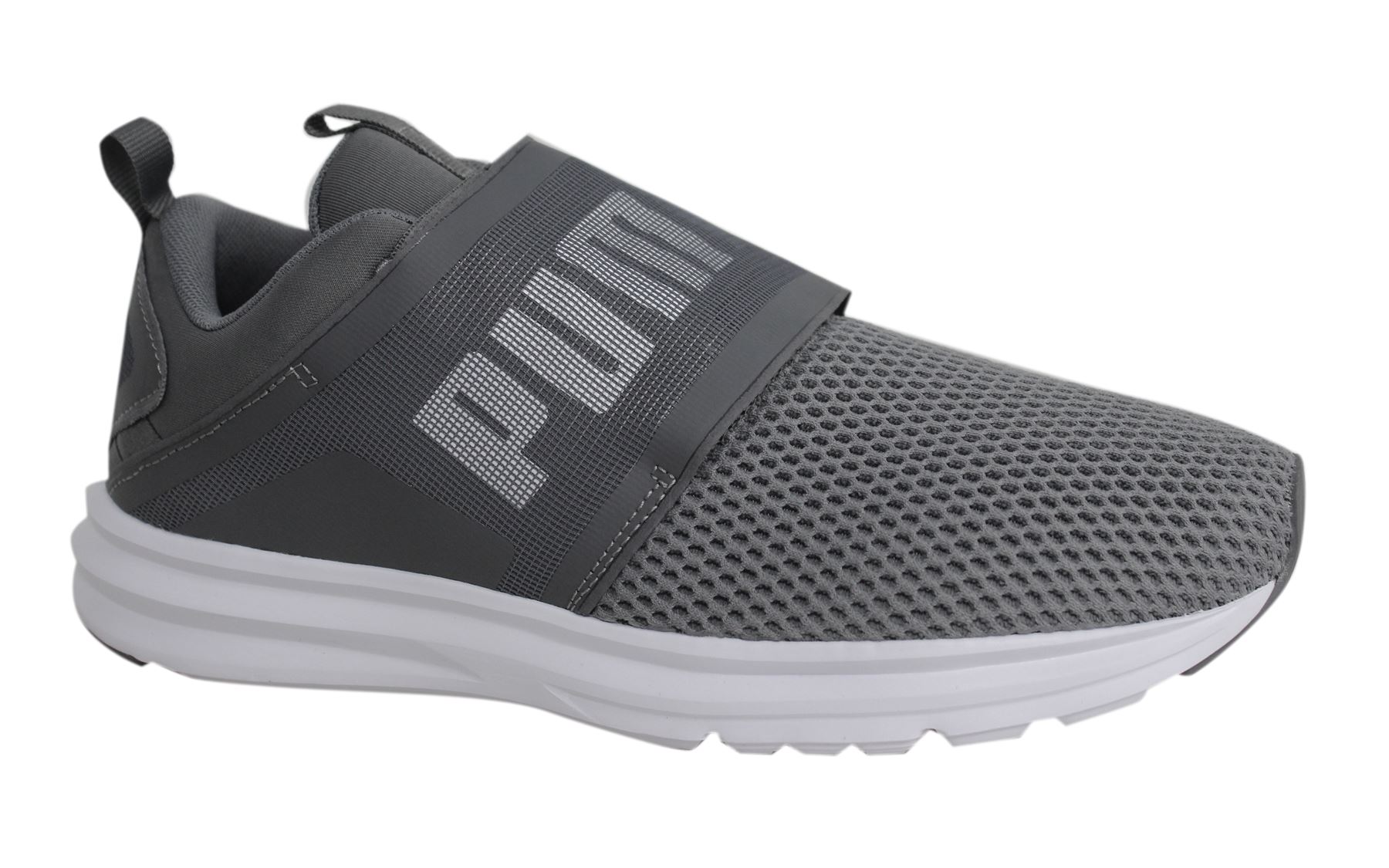 Puma Enzo Lace Up Strap Up Mens Grey White Textile Trainers 190024 04 M15