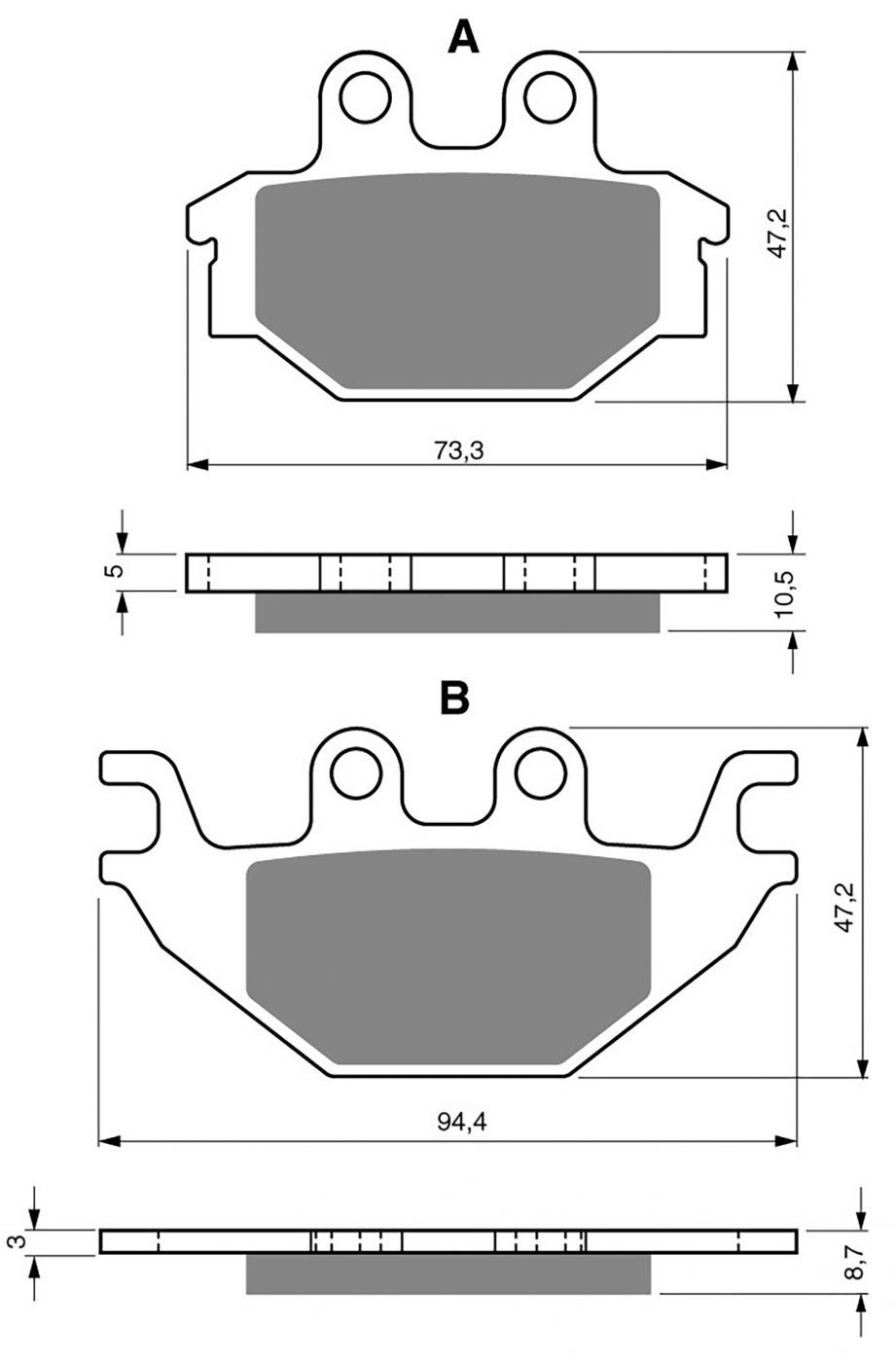 Plaquettes De Frein Arrière AHL Pour PGO Bug 500 2008-2009 - Fritté Et Semi-métallique - Lot De 2 - 3
