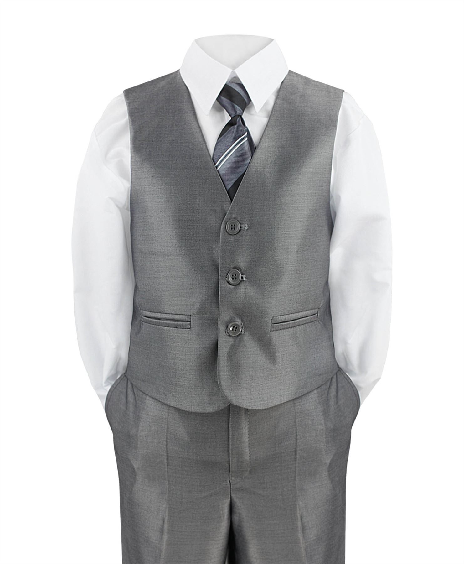 BOYS 5 PIECE SUIT SHINY PARTY JACKET 