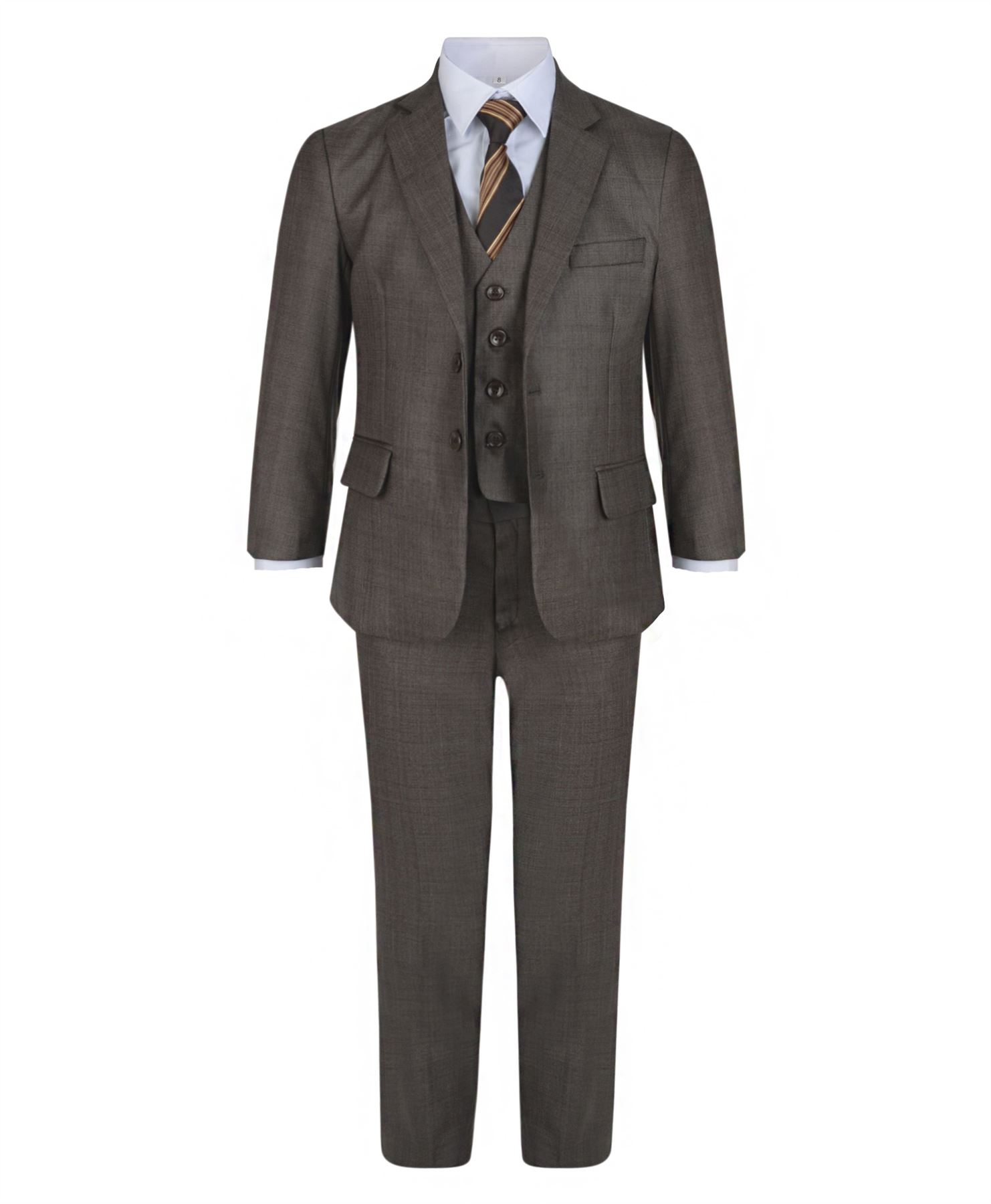 boys 5 pcs formal suit jacket waistcoat tie shirt trousers