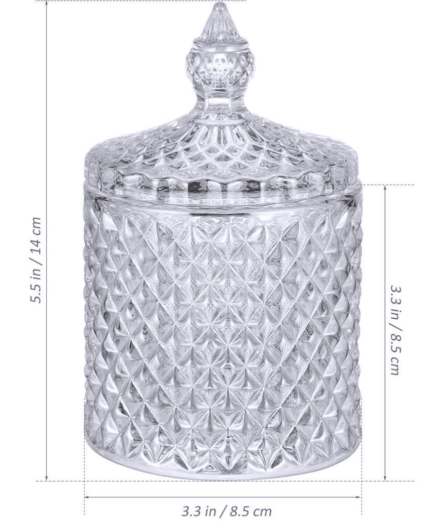 Clear Glass Cotton Wool Candy Decorative Sweet Crystal Effect Jar With