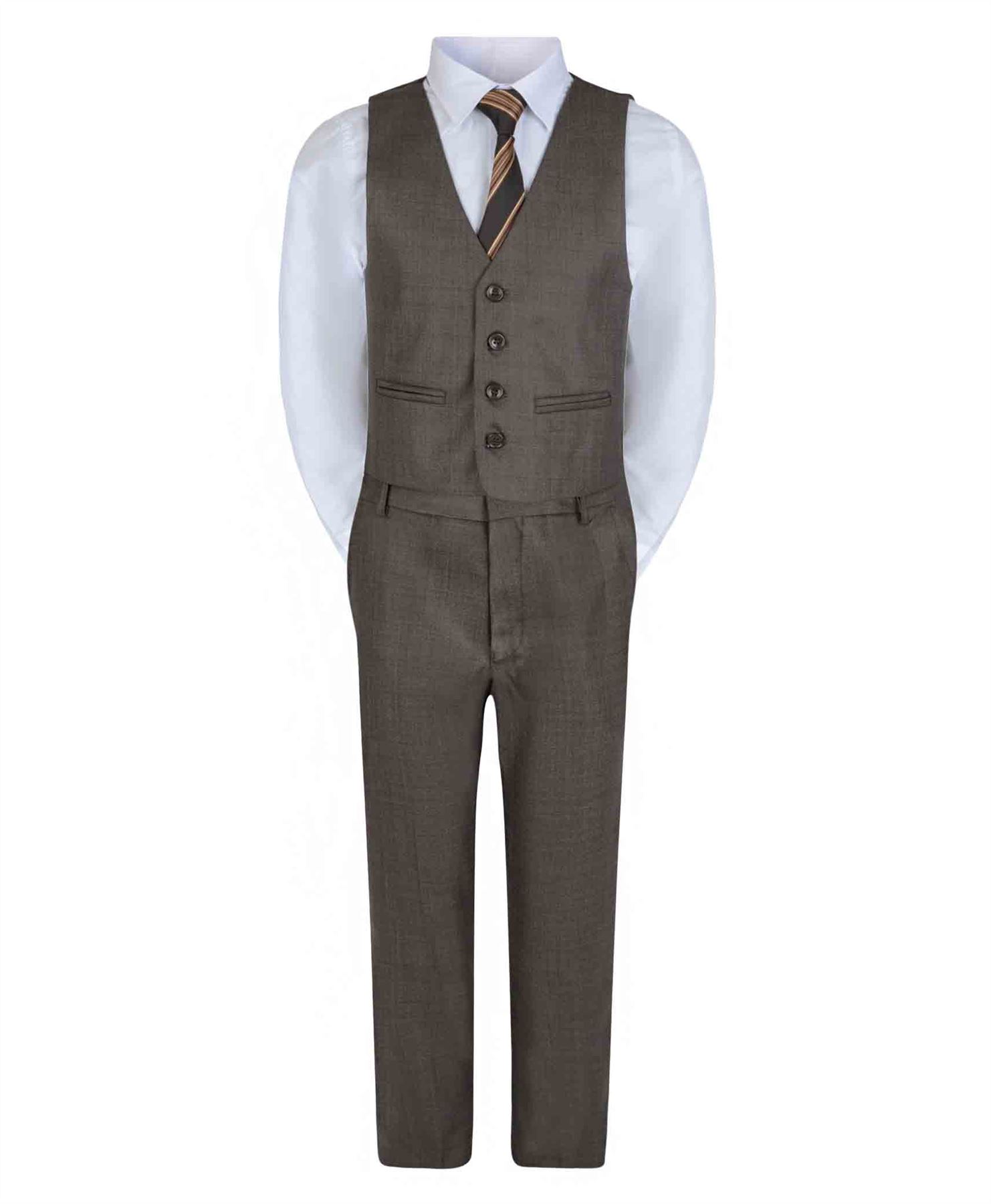 boys 5 pcs formal suit jacket waistcoat tie shirt trousers