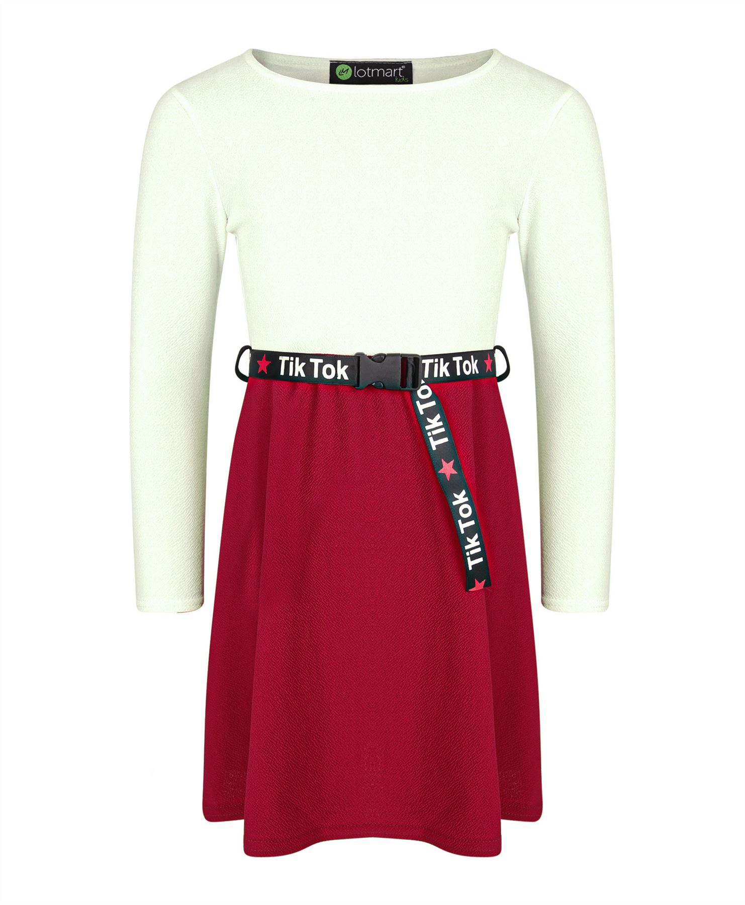 Girls Tik Tok Belt Skater Dress Long Sleeve Top Textured Skirt Casual 3-14 Years Girls Tik Tok Belt Skater Dress Long Sleeve Top Textured Skirt Casual 3-14 Years