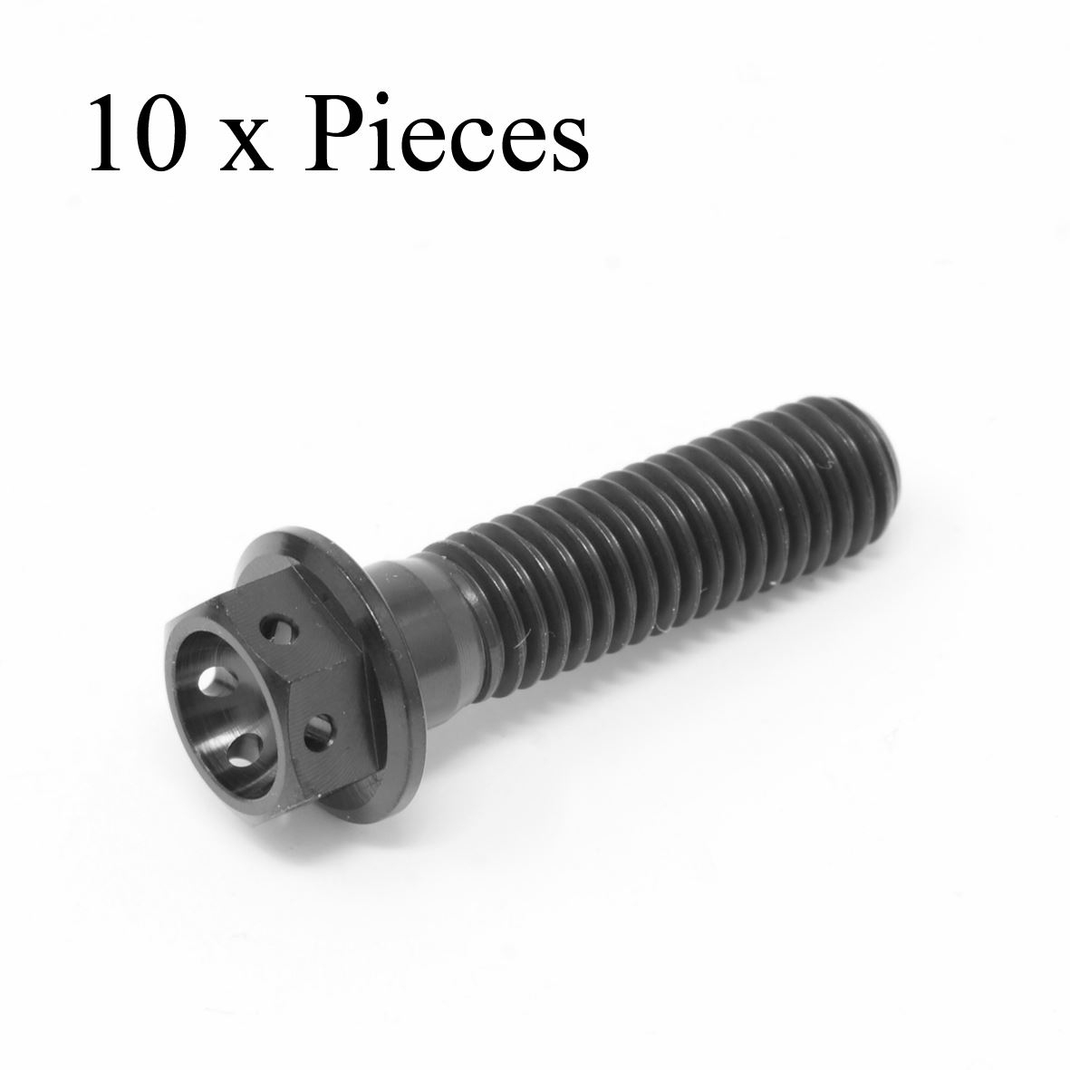 M8 x 30 brida hexagonal de titanio perno perforado tornillo bloqueo de carrera alambre paquetes negros - Imagen 10 de 10