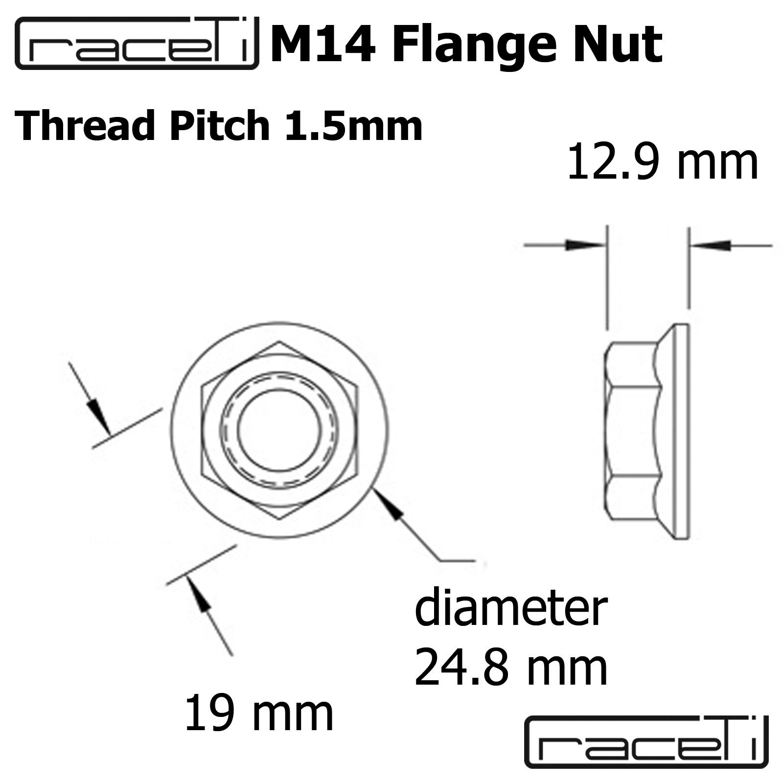 M14 Titanium Hex Flange Nut 1.5mm thread CNC machined Grade 5 Ti Packs - Picture 10 of 16