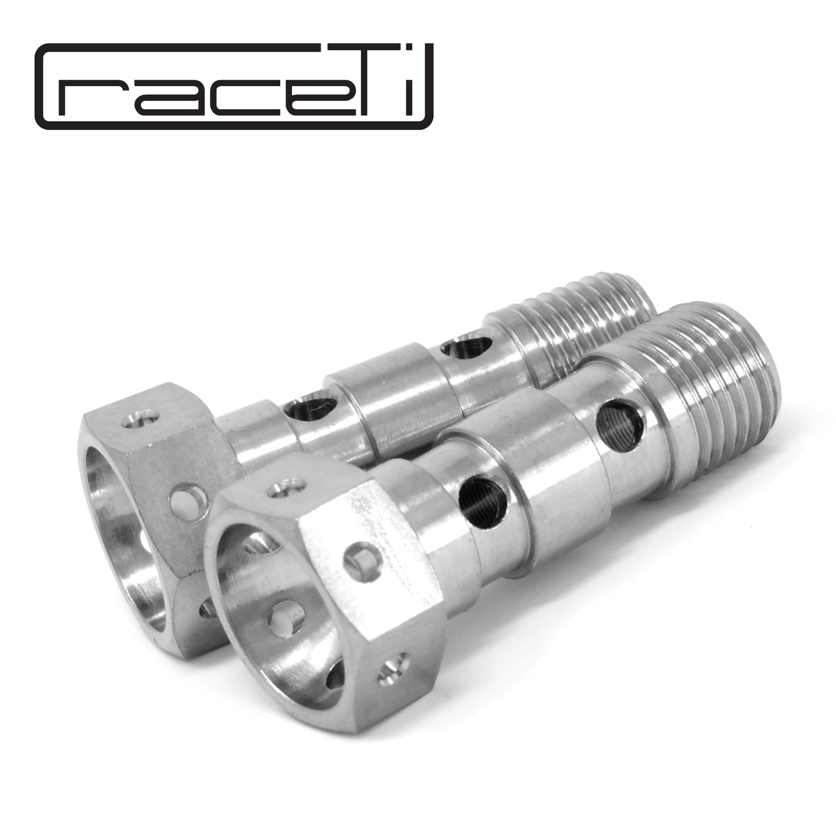 2 x M10 Double Banjo Bolt x 1.0 Titanium Ti Gr5 BREMBO drilled safety