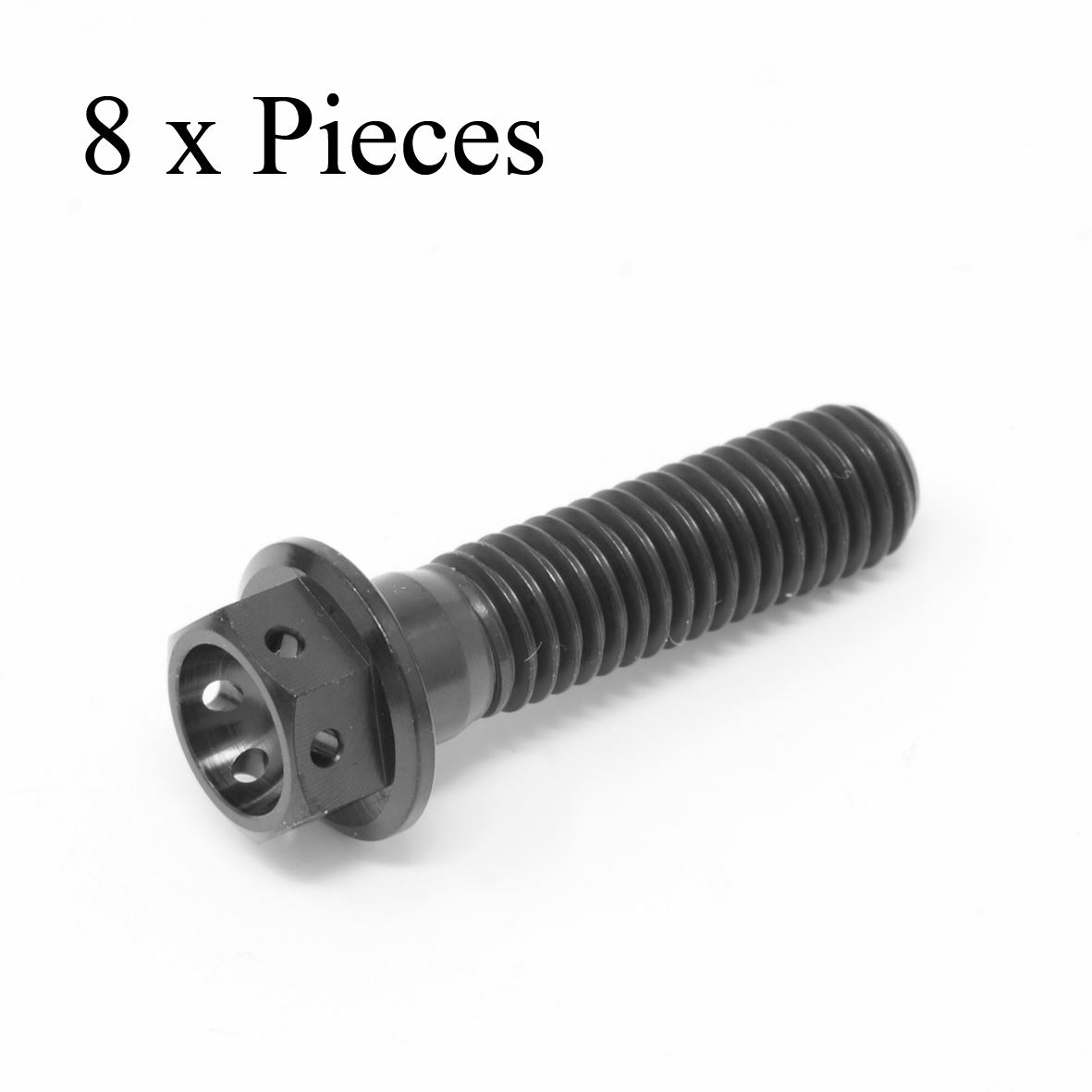 M8 x 30 brida hexagonal de titanio perno perforado tornillo bloqueo de carrera alambre paquetes negros - Imagen 9 de 10