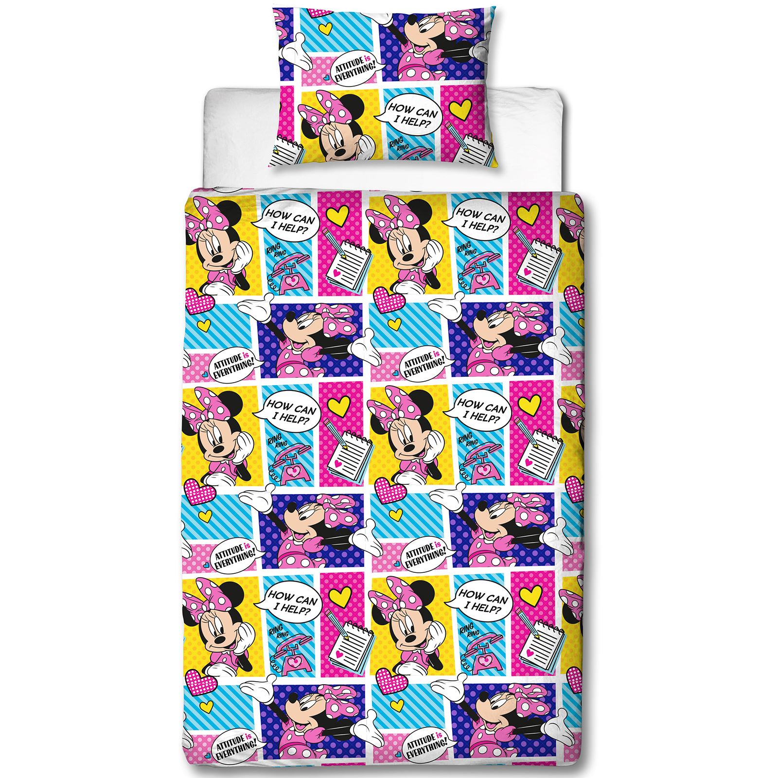 Minnie Mouse attitude Single Duvet Cover Set 2 Designs Bedding Kids Girls NEW