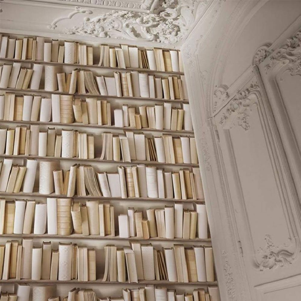 BOOKCASE WALLPAPER ANTIQUE LIBRARY ENCYCLOPEDIA GOLD SILVER BLACK PINK