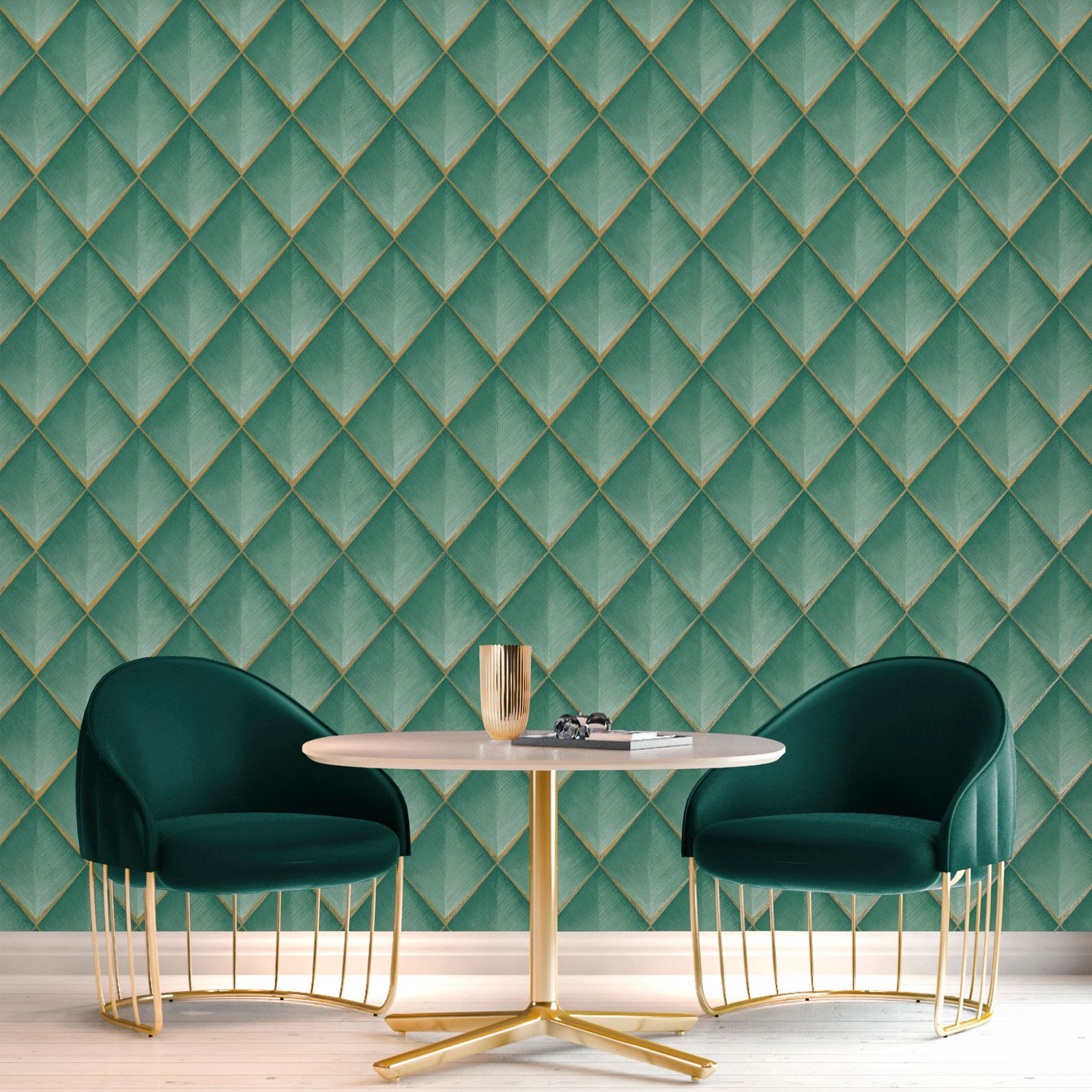 TEAL GREEN WALLPAPER GEOMETRIC FLORAL LEAVES ANIMALS METALLIC GLITTER /& MORE