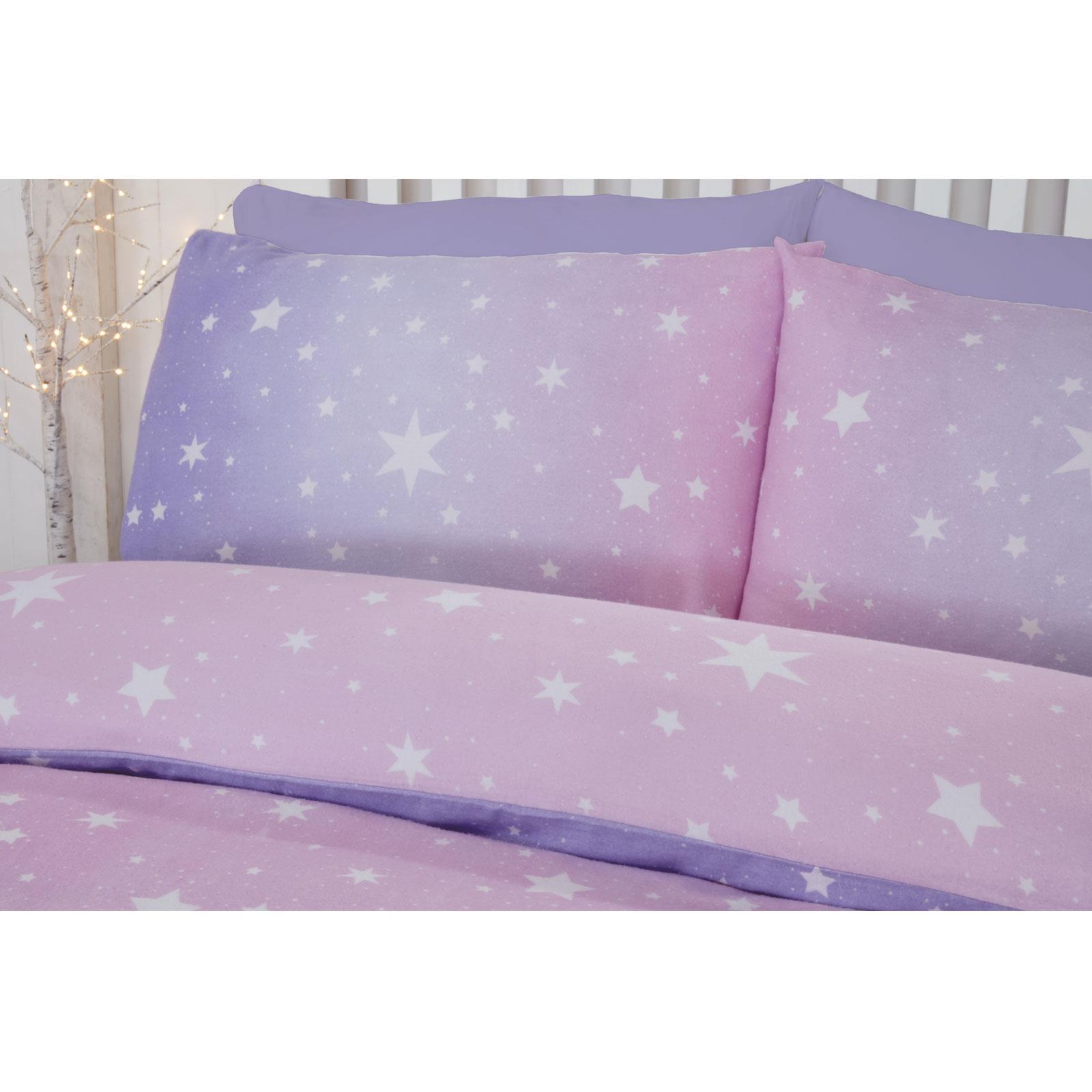 Starburst Brushed Cotton King Size Duvet Set Blush Reversible Bedding