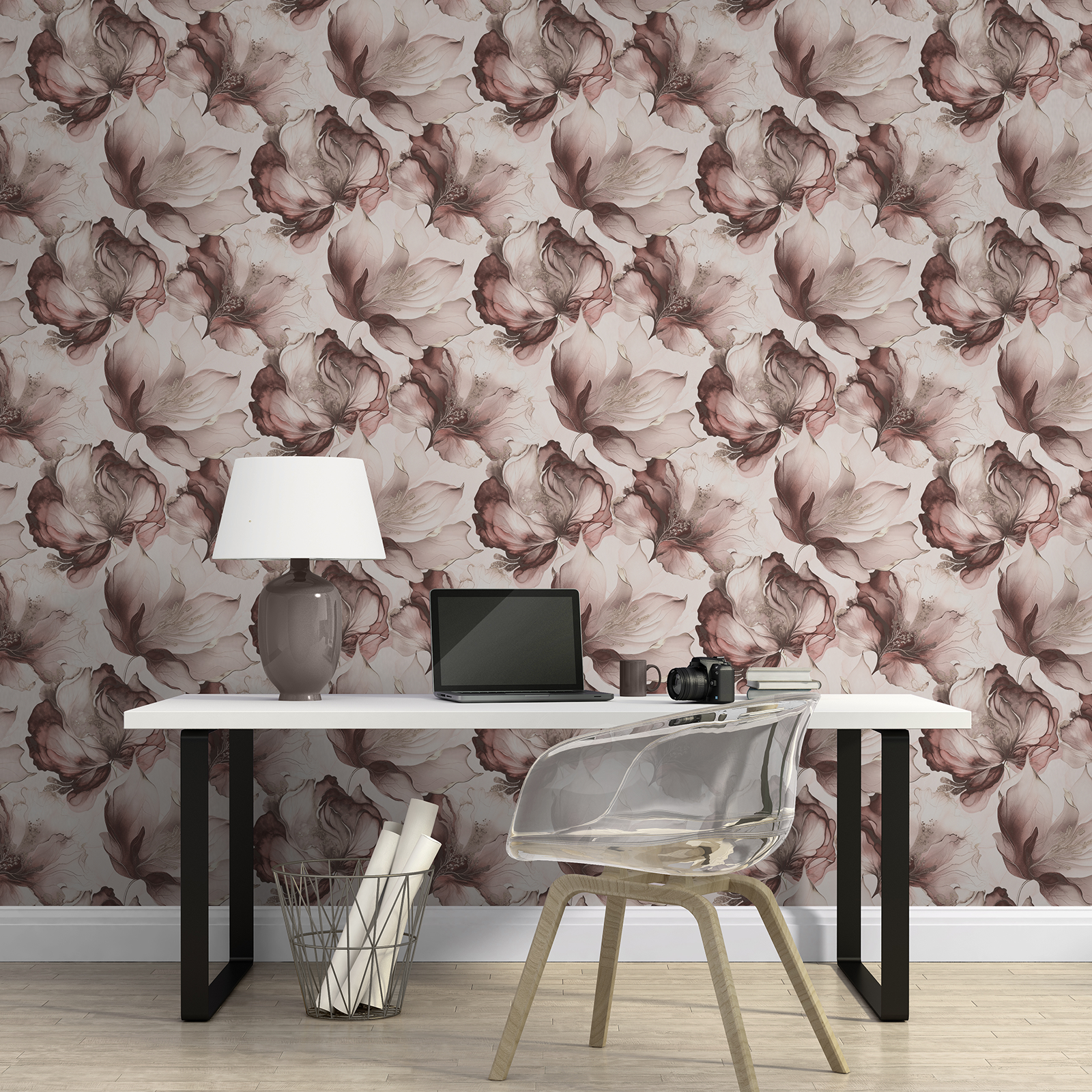 FLORAL WALLPAPER FLOWERS ROSES BLOOM WISTERIA GLITTER METALLIC & MORE - Picture 82 of 198