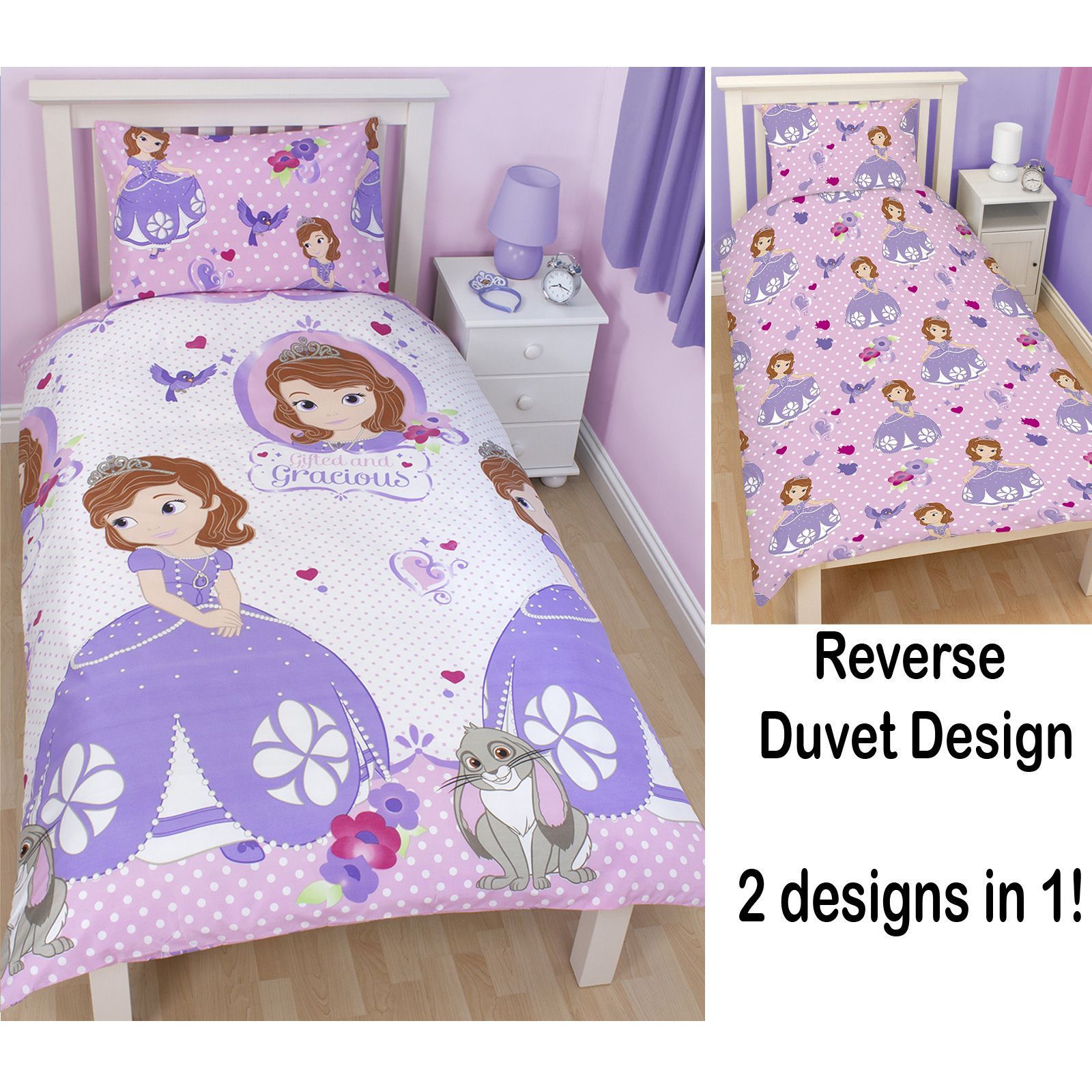 DISNEY SOFIA THE FIRST BEDDING SINGLE DOUBLE & JUNIOR DUVET COVER SETS