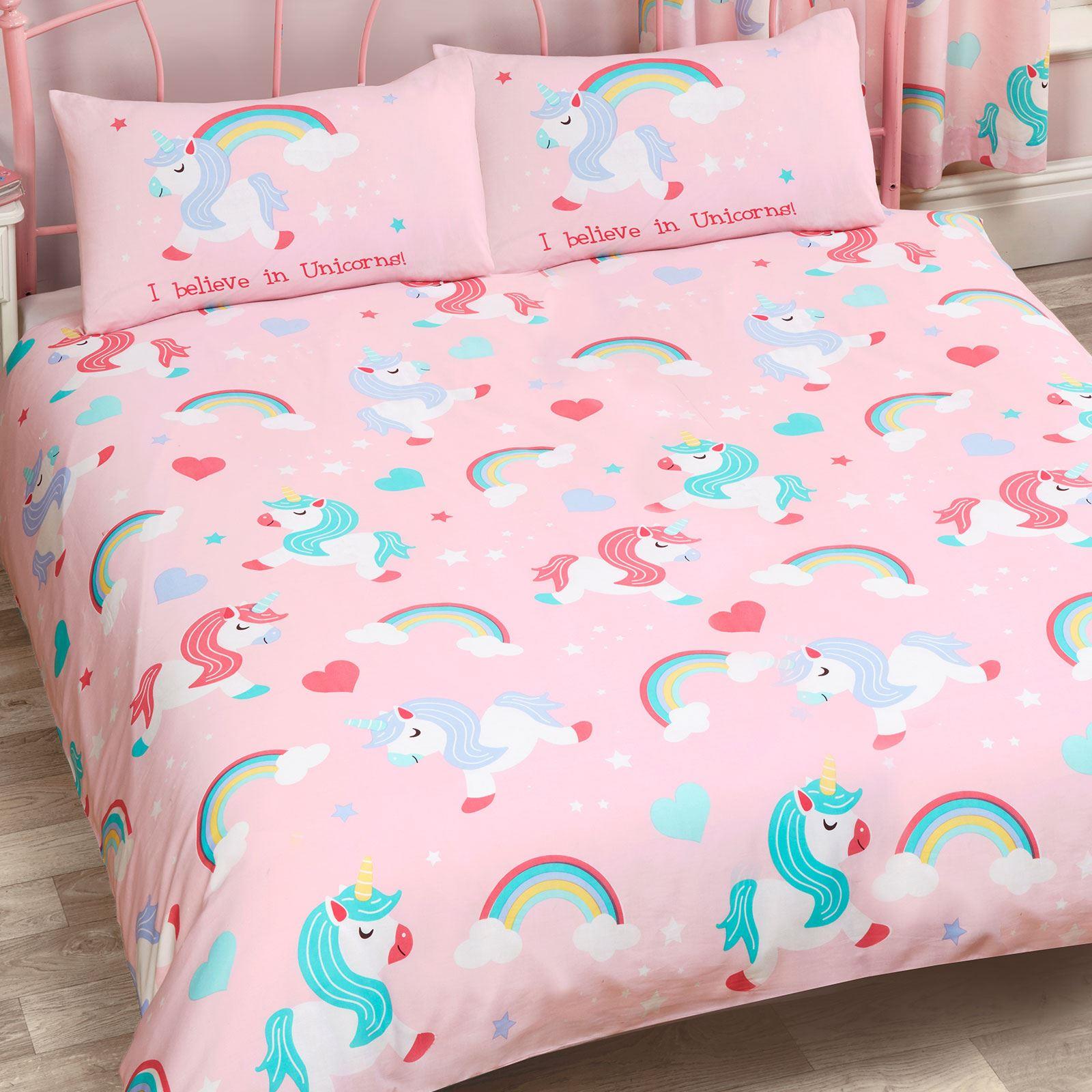 I BELIEVE IN UNICORNS DOUBLE DUVET COVER SET & MATCHING CURTAINS 54