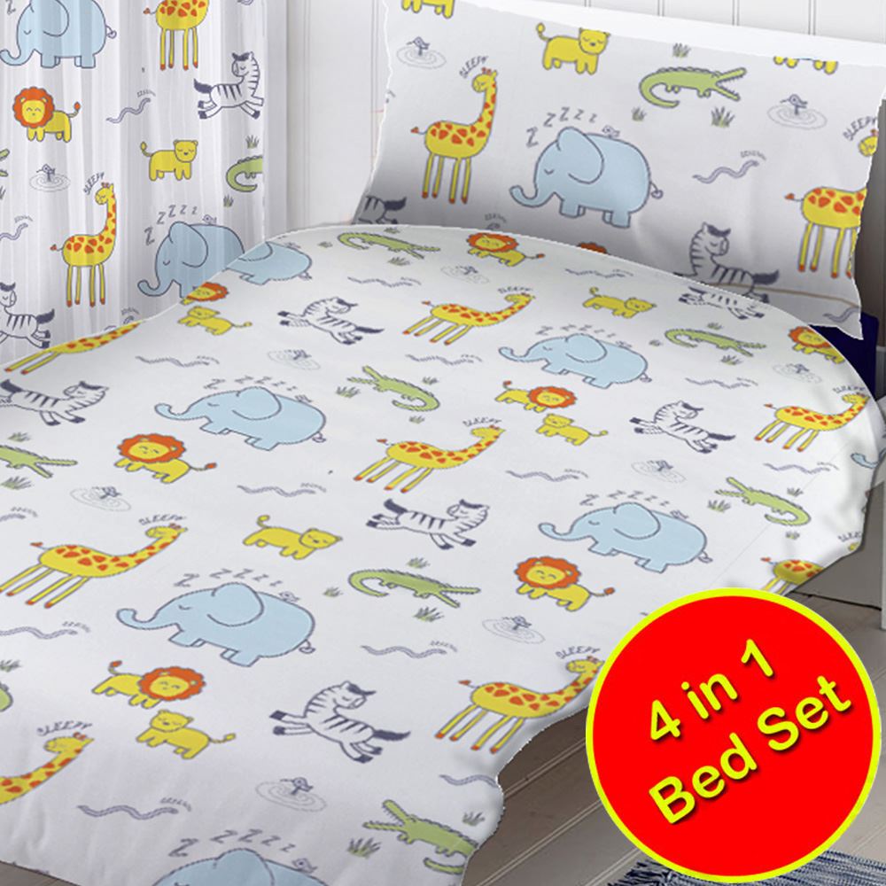 JUNIOR TODDLER DUVET BEDDING SET 4 IN 1 BOYS GIRLS VARIOUS DESIGNS