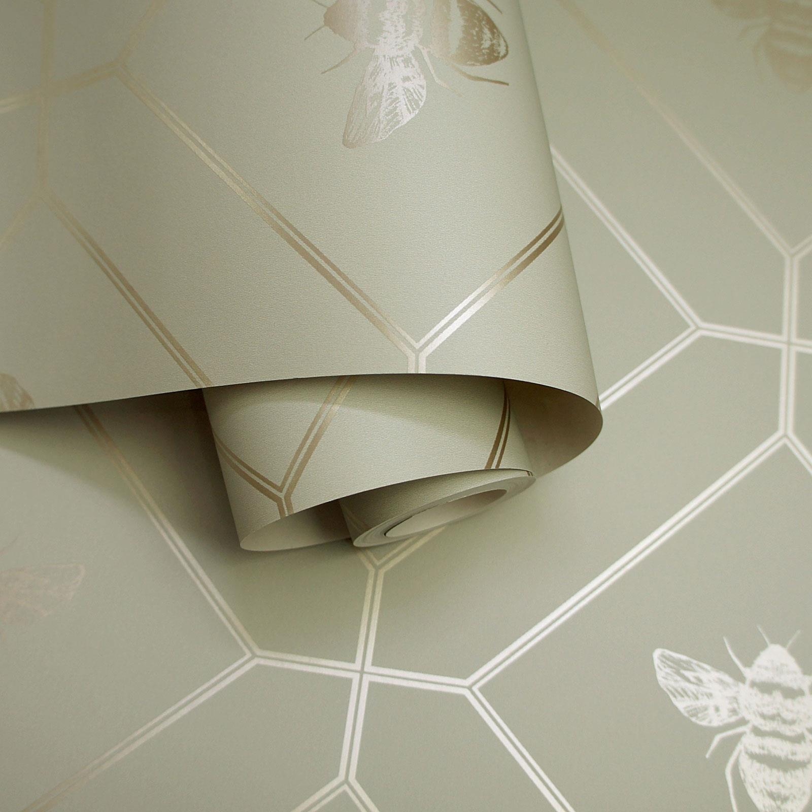 Honeycomb Bee Wallpaper Metallic Gold Geometric Diamonds - Various Colours - Picture 28 of 32