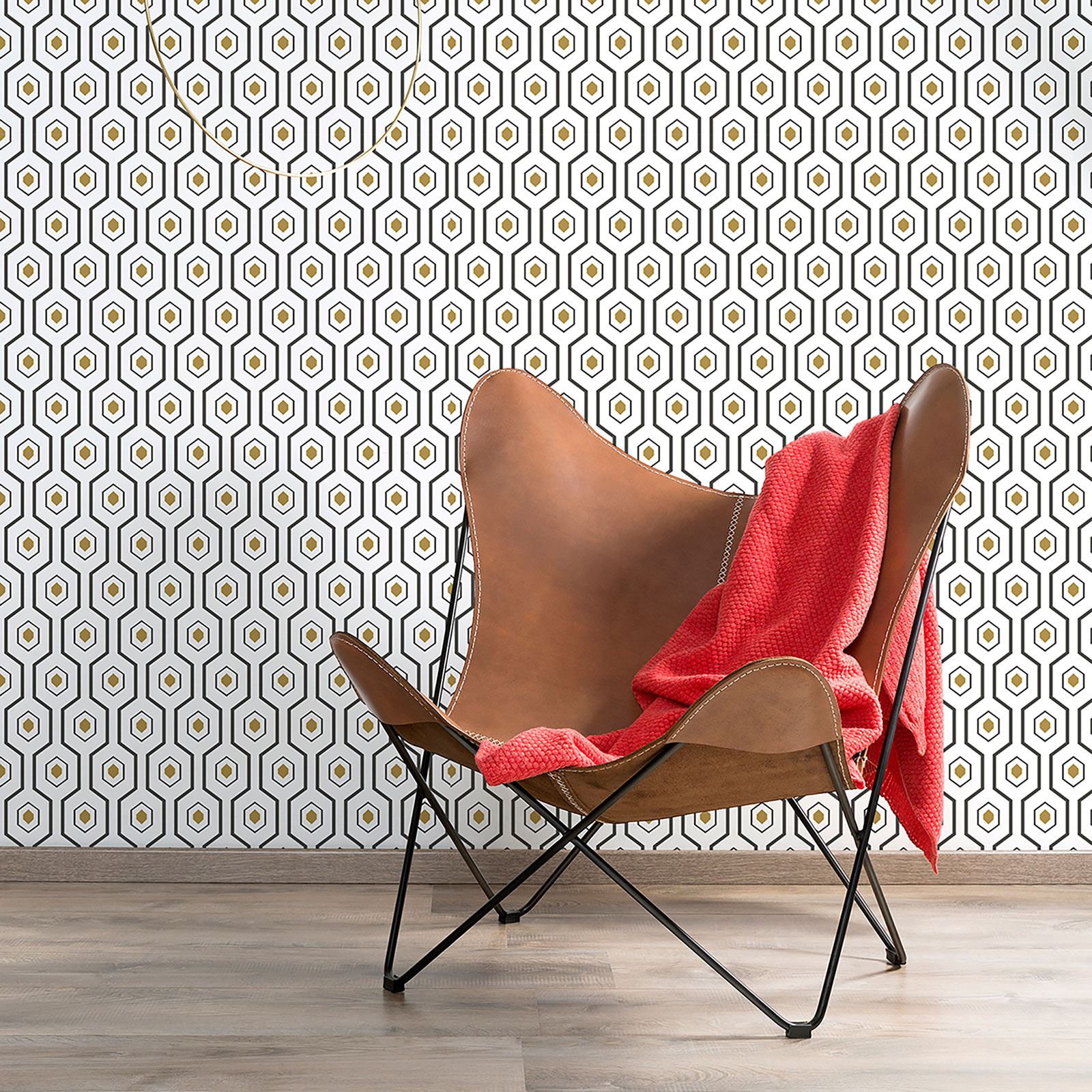 Grandeco A34201 Teal//Gold Ashton Géométrique Papier Peint With Metallic Elements