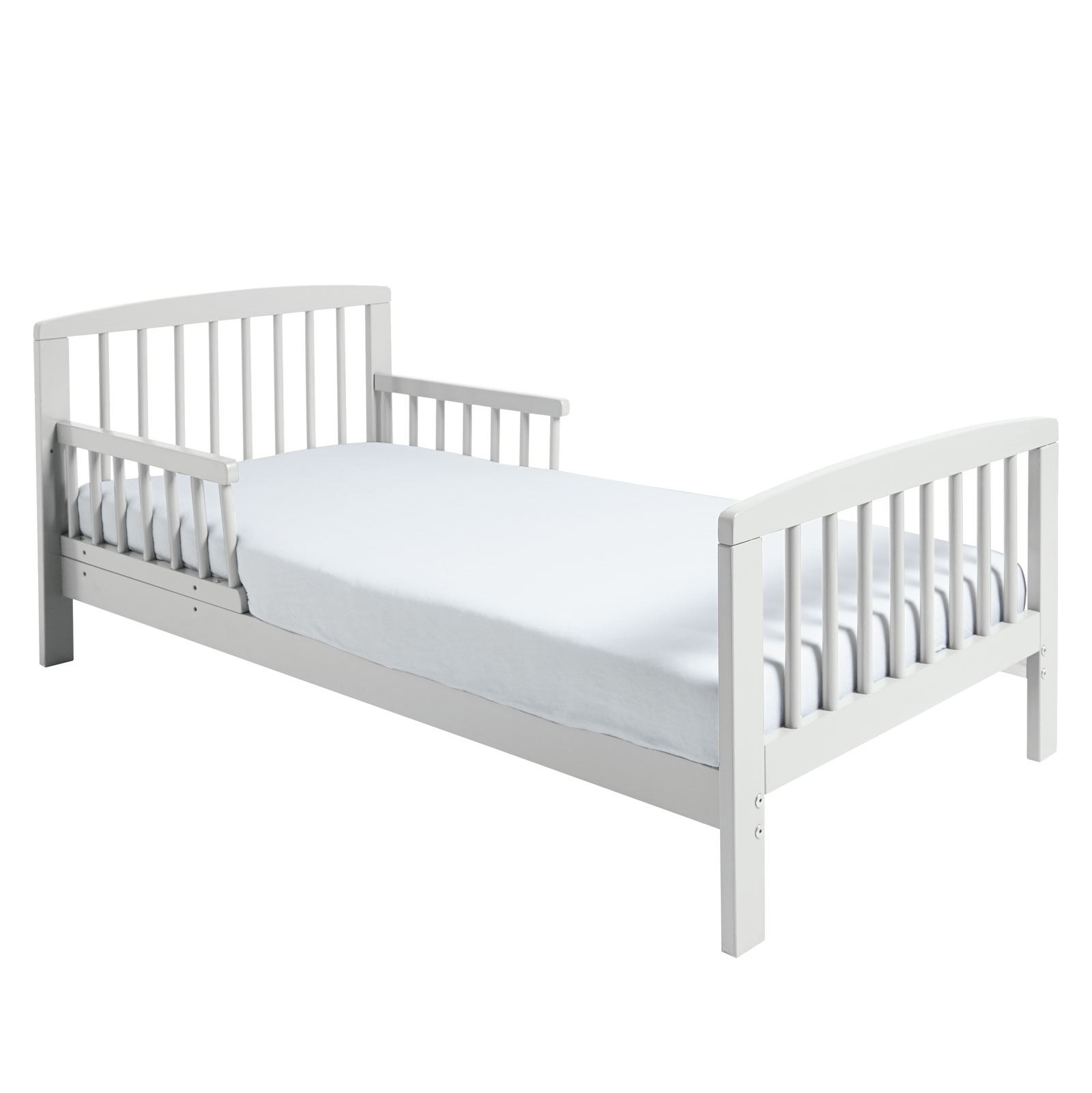 Classic Wooden Cot Bed with Fibre Mattress Boys Girls Bed White Toddler