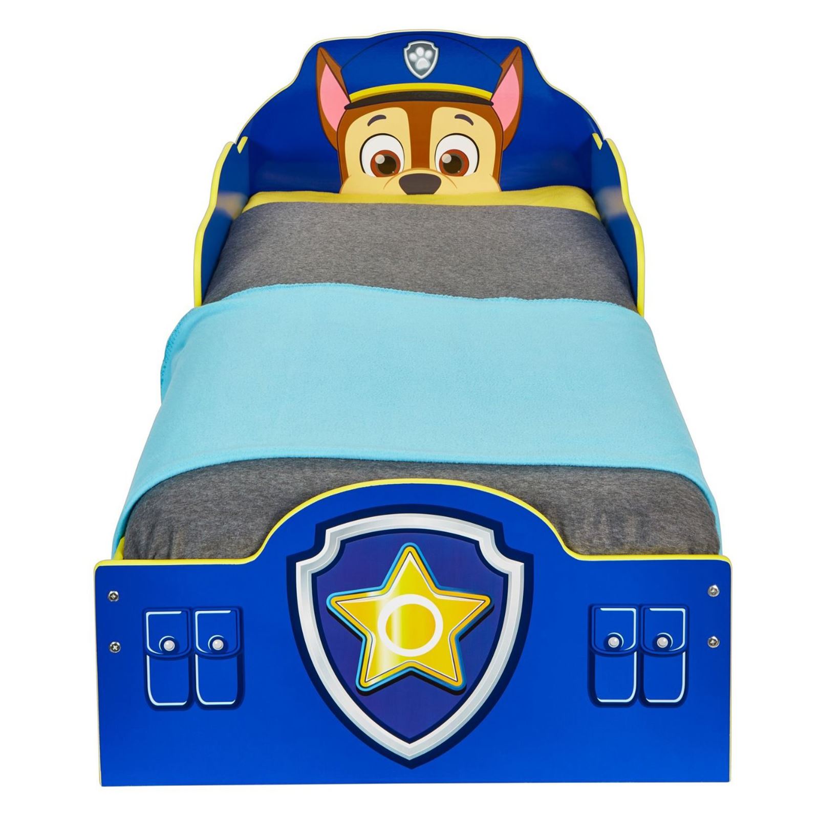 Paw Patrol Chase Cot Bed with Fibre Mattress Toddler Boys Cotbed