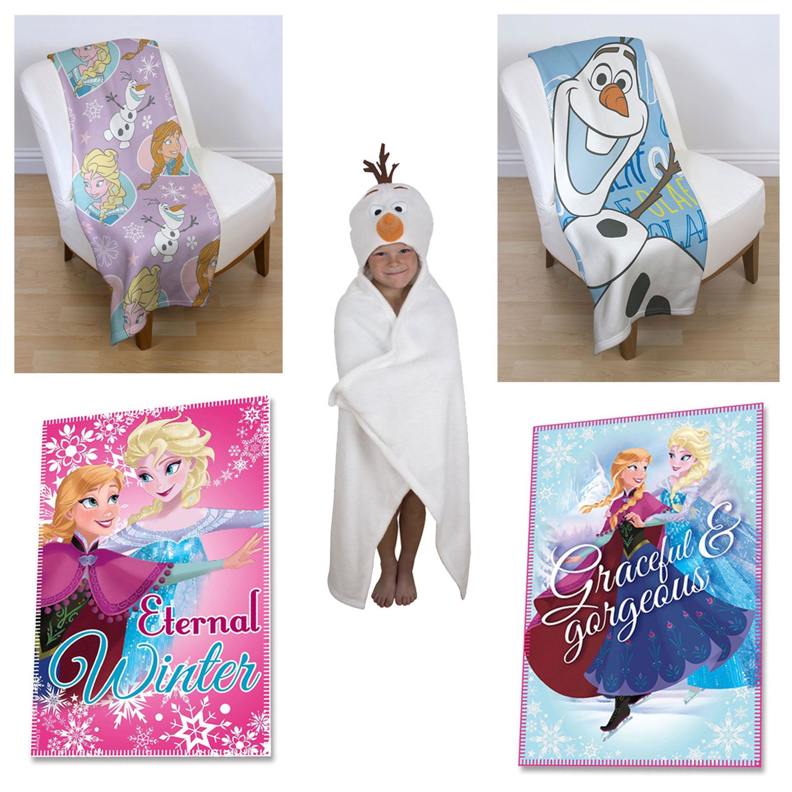 DISNEY FROZEN FLEECE BLANKETS BEDROOM BEDDING ELSA ANNA OLAF