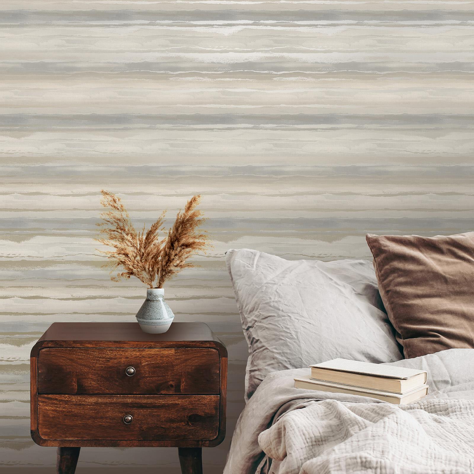 Design Library Mirage Horizon Wallpaper Calm Metallic Layers Stripes - 4 Colours - Picture 11 of 17