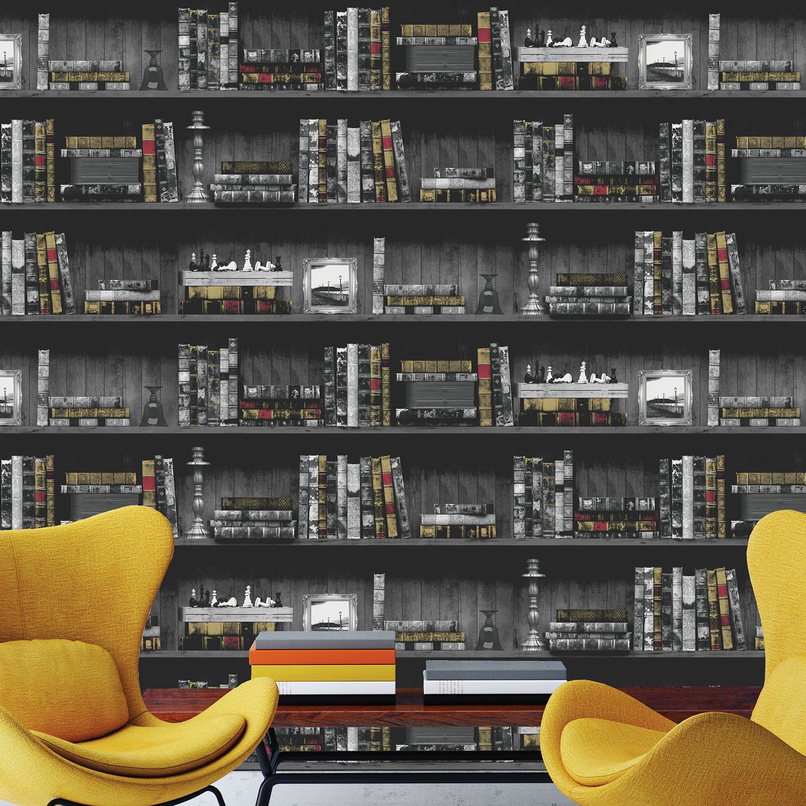 BOOKCASE WALLPAPER ANTIQUE LIBRARY ENCYCLOPEDIA GOLD SILVER BLACK PINK