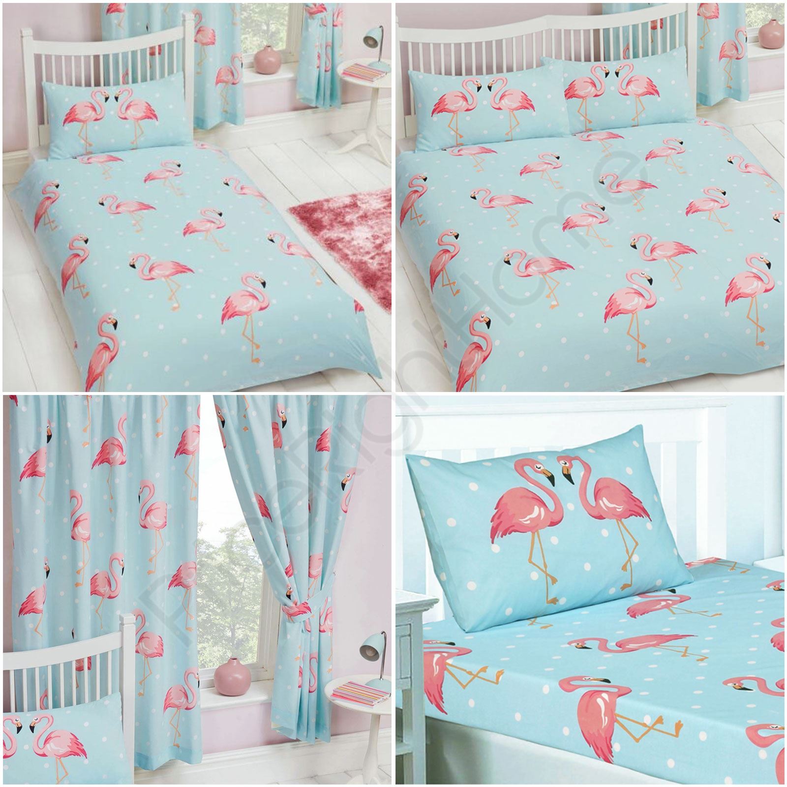 Fifi Flamingo Bedroom Single Double Duvet Cover Fitted Sheet