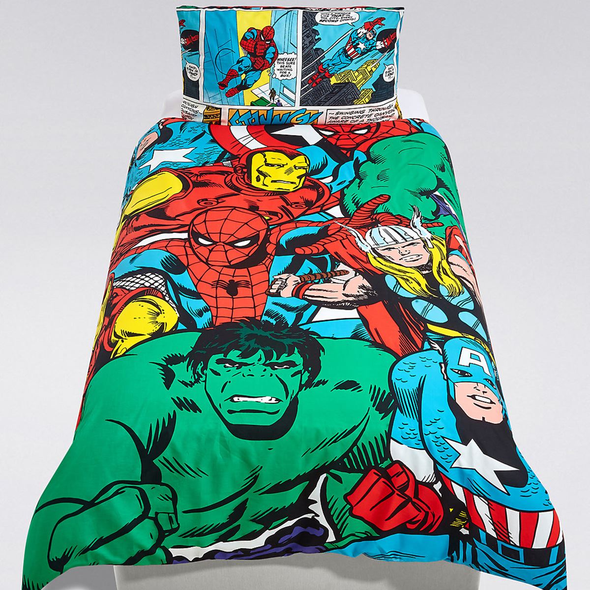 MARVEL AVENGERS COMICS SPIDERMAN DUVET COVER SET BEDDING SINGLE