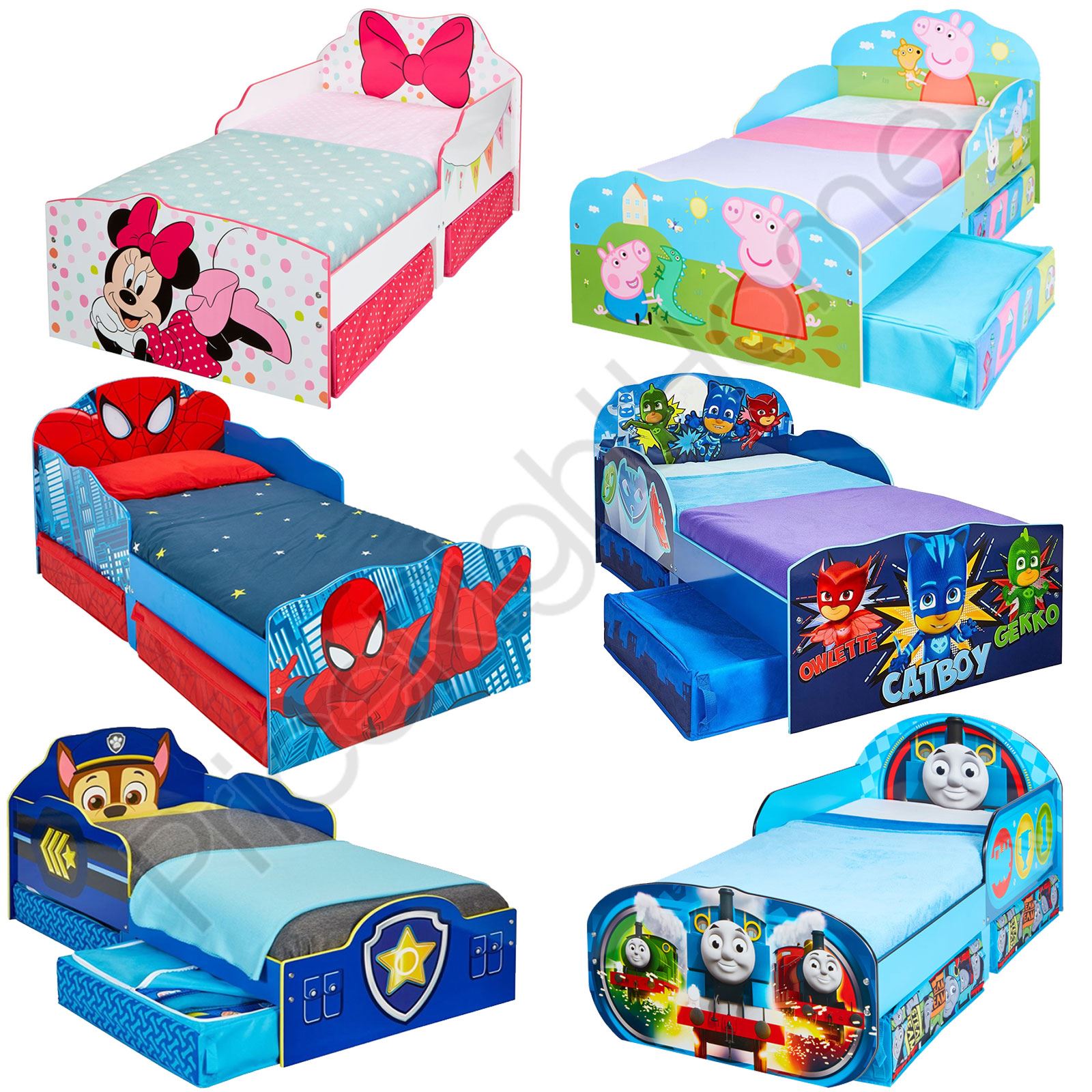 DISNEY CHARACTER TODDLER BEDS WITH STORAGE 3 MATTRESS OPTIONS AVAILABLE