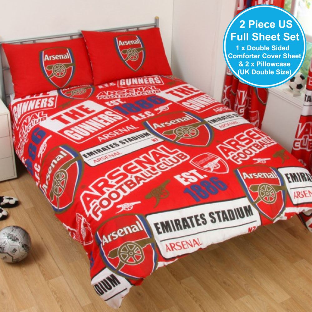 Arsenal Fc Patch Double Duvet Cover Set New Football
