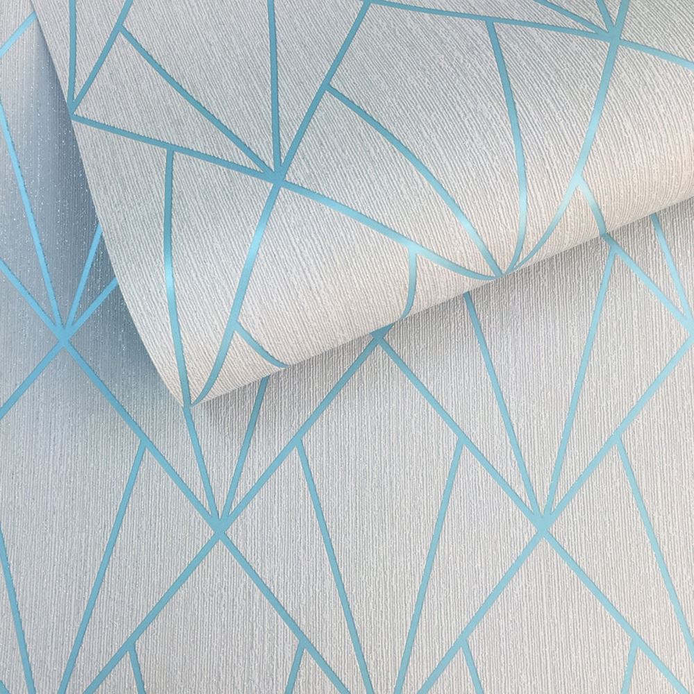 MURIVA INDRA GEOMETRIC GLITTER METALLIC VINYL WALLPAPER SILVER ROSE