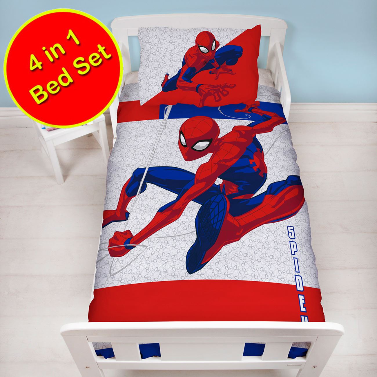 SPIDERMAN 4 in 1 BEDDING SET COT BED DUVET COVER METROPOLIS BUNDLE eBay