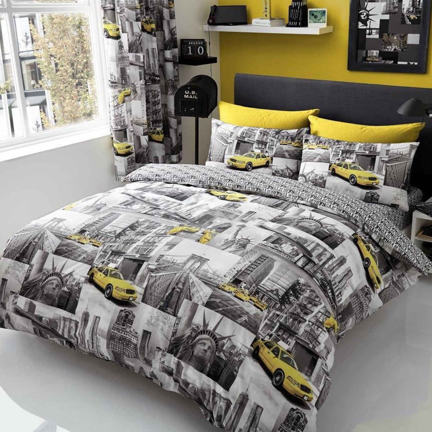 NEW YORK PATCH SINGLE DOUBLE DUVET COVER SETS STATUE OF LIBERTY
